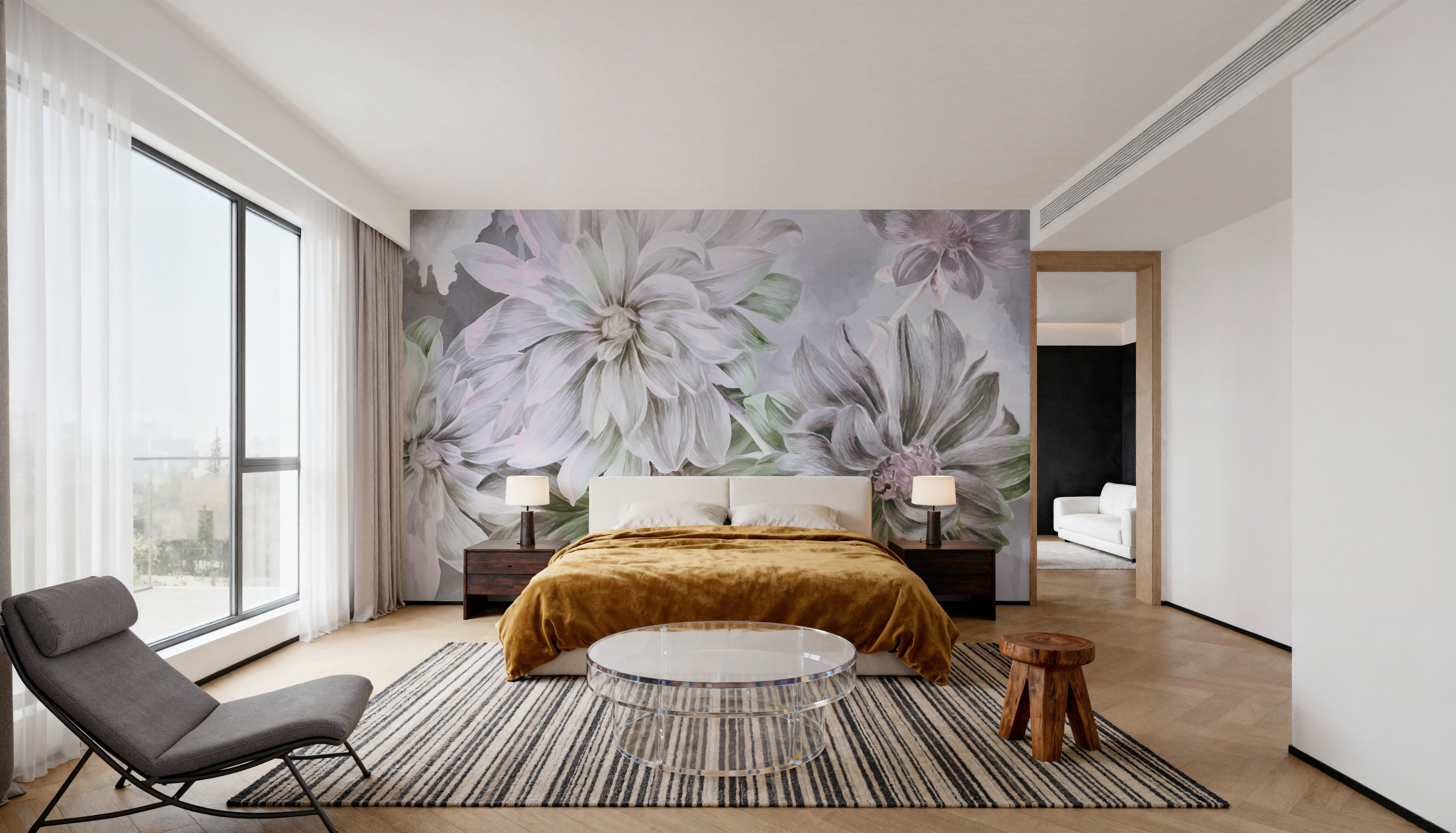 Focus on the Dahlia Light Green, Wallpaper