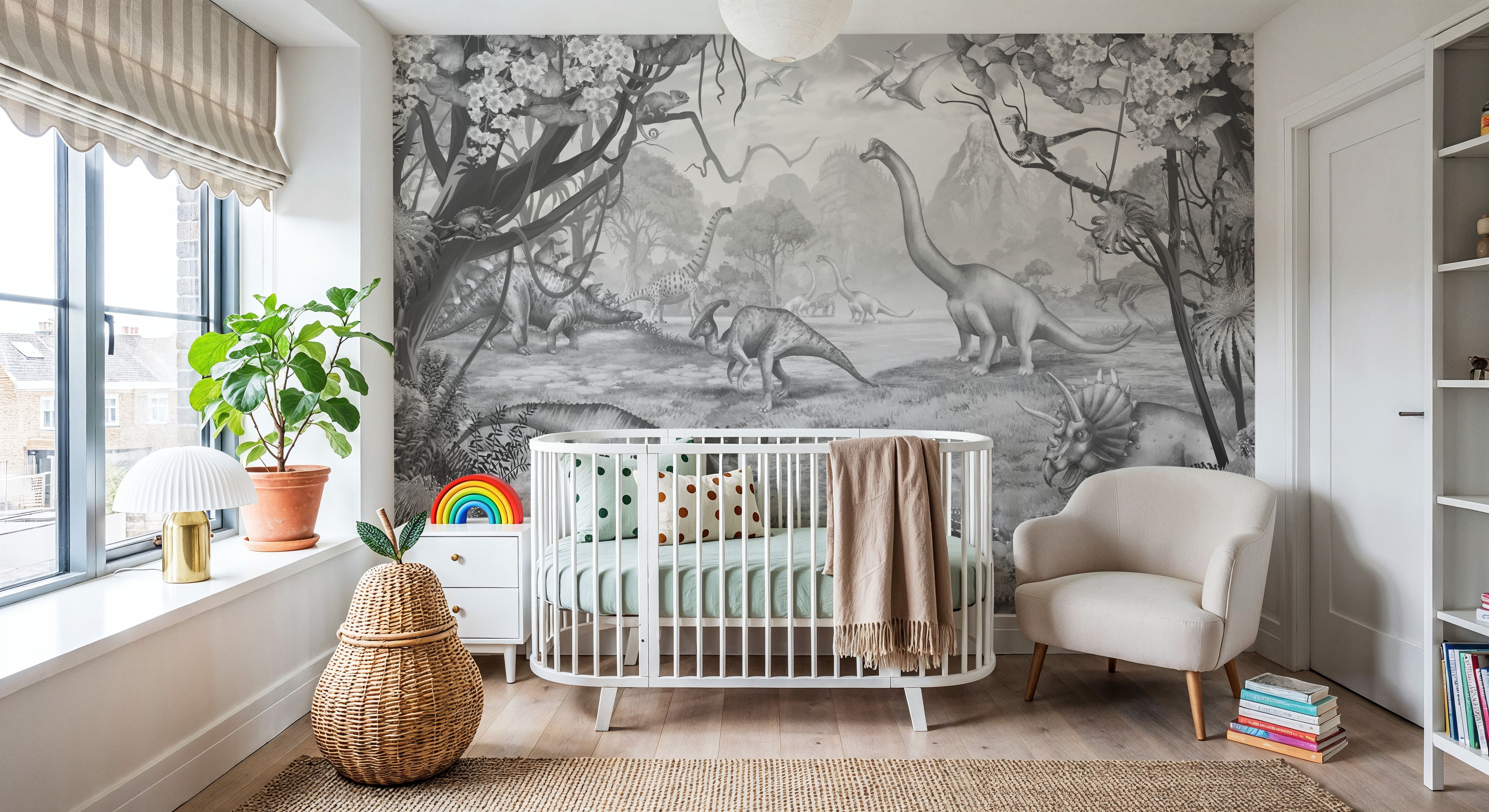 Ancient Dinos, Grey, Wallpaper