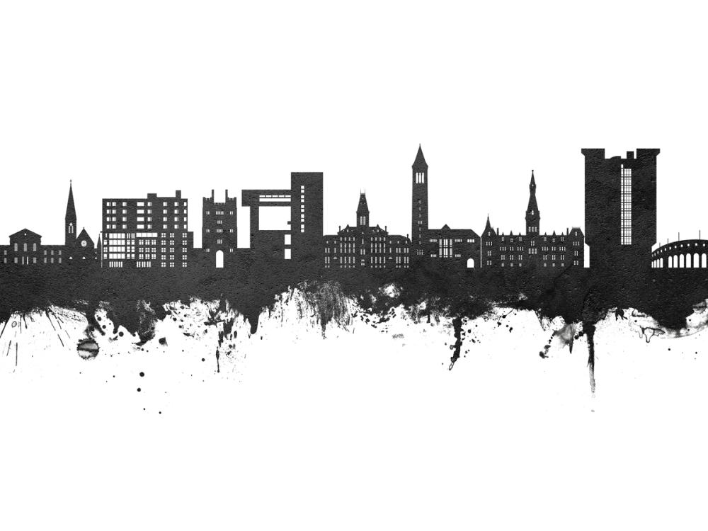 Ithaca New York Skyline Black & White