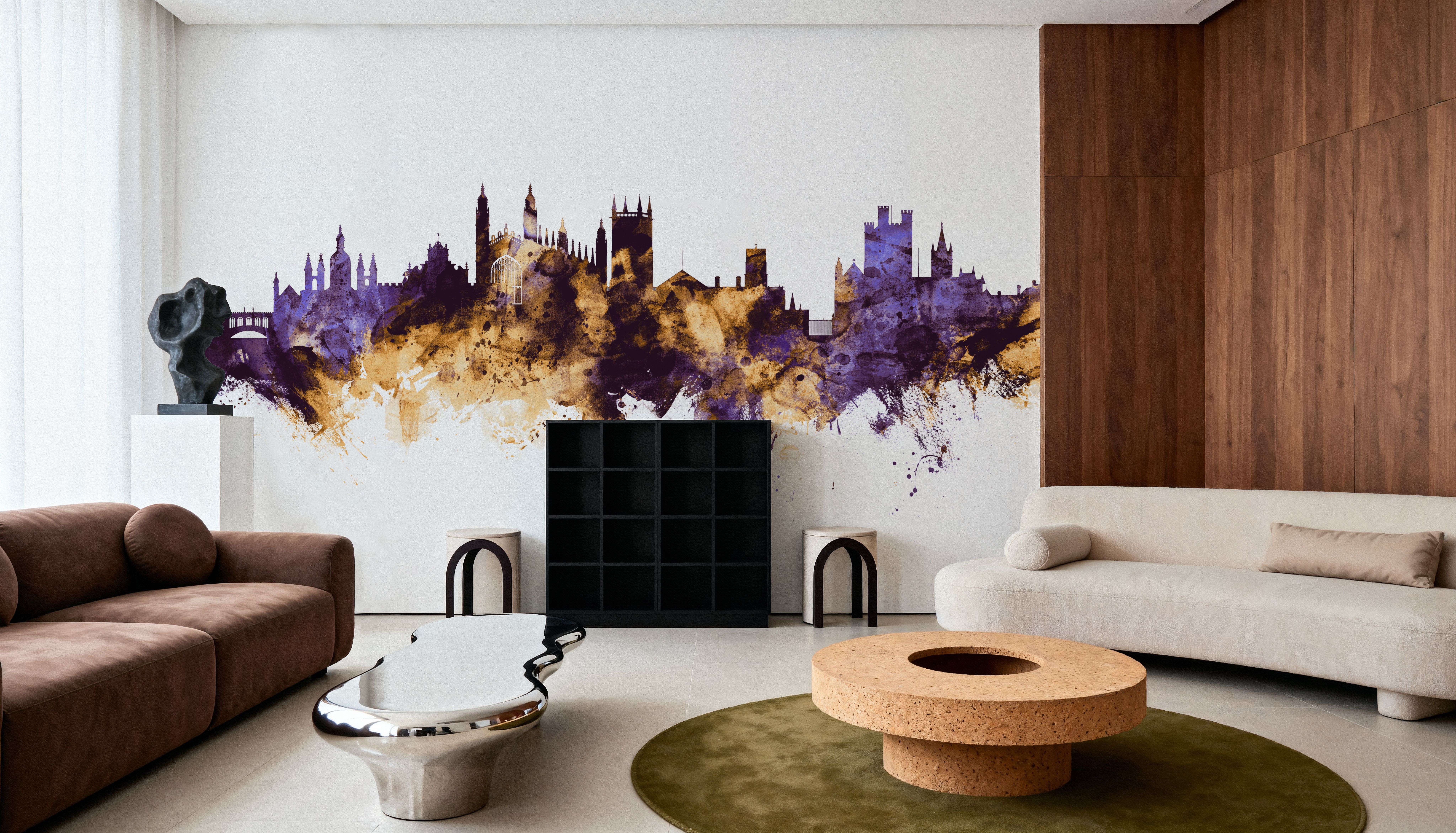 Cambridge England Skyline Purple & Gold