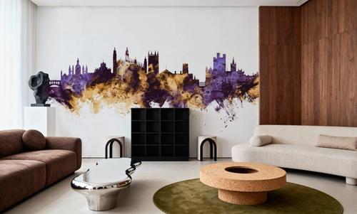 Cambridge England Skyline Purple & Gold