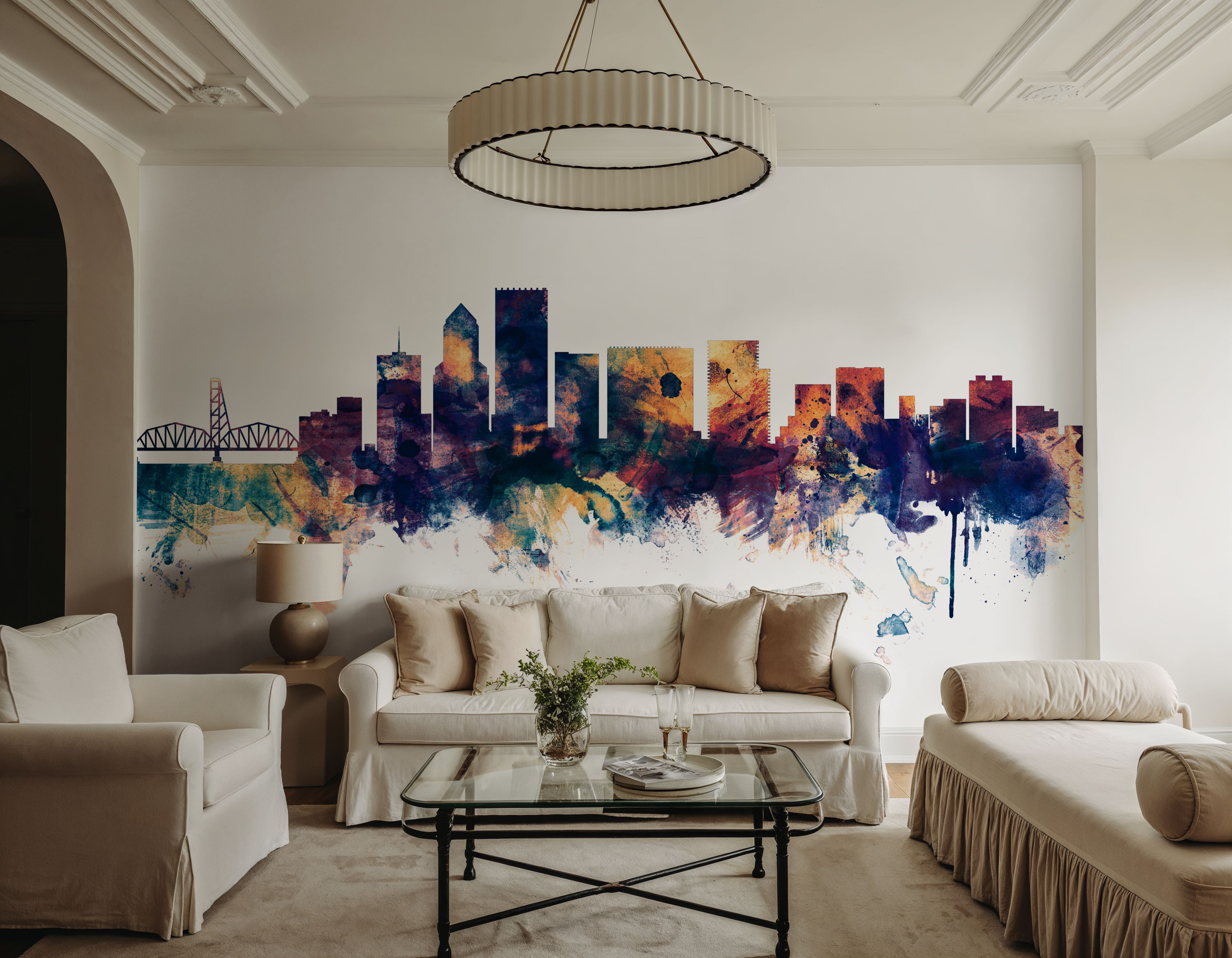 Portland Oregon Skyline Blue & Bronze