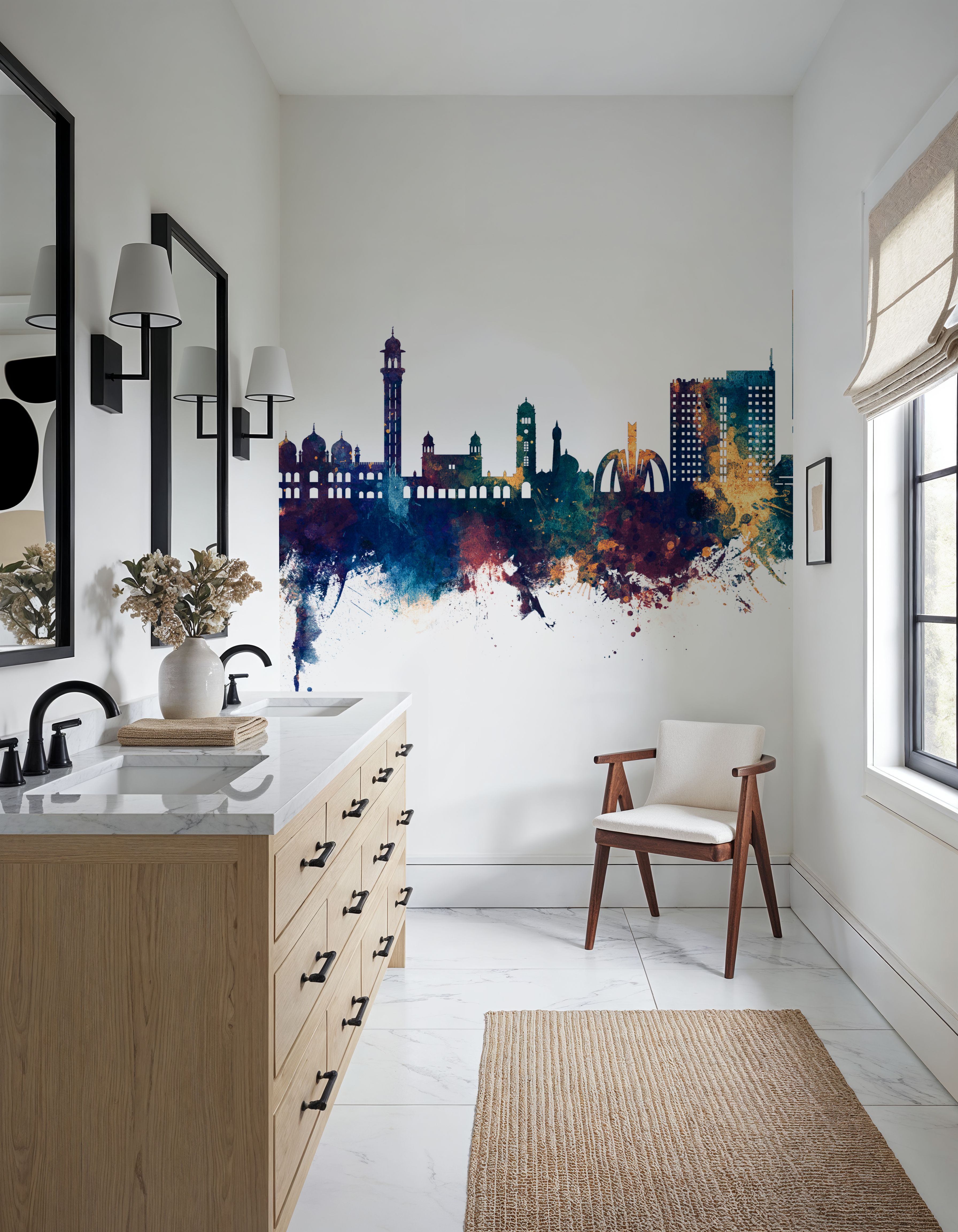 Faislabad Pakistan Skyline Blue & Bronze