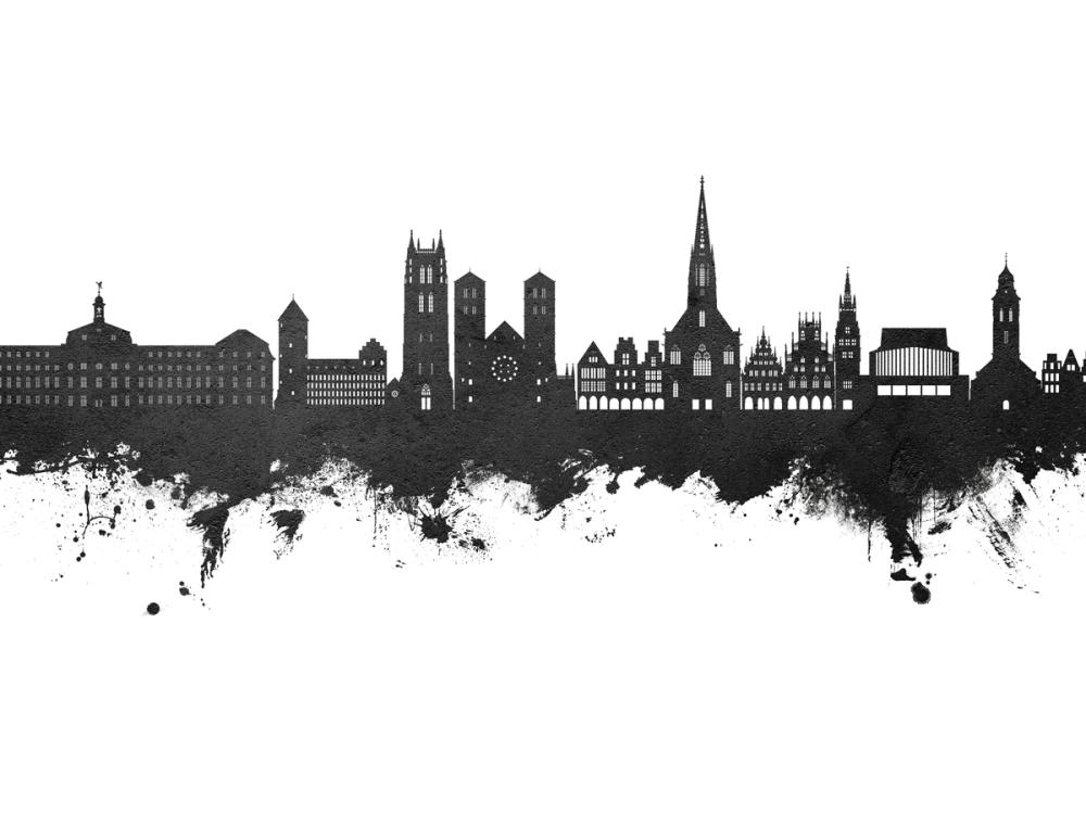 Münster Germany Skyline Black & White