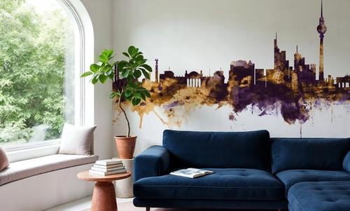 Berlin Skyline Purple & Gold