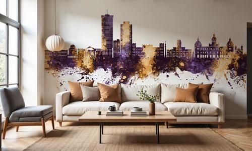 A Coruña Spain Skyline Purple & Gold