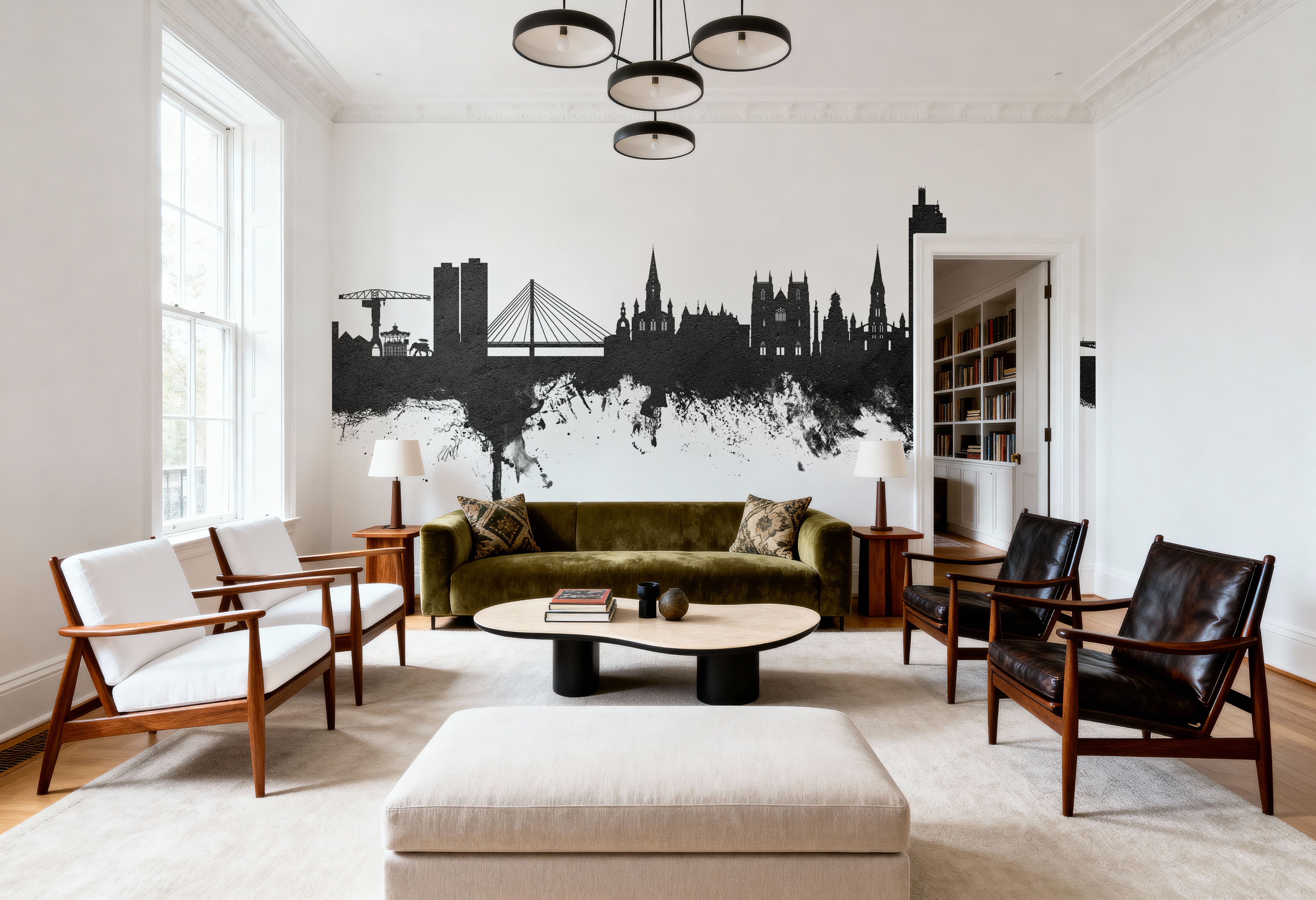 Nantes France Skyline Black & White