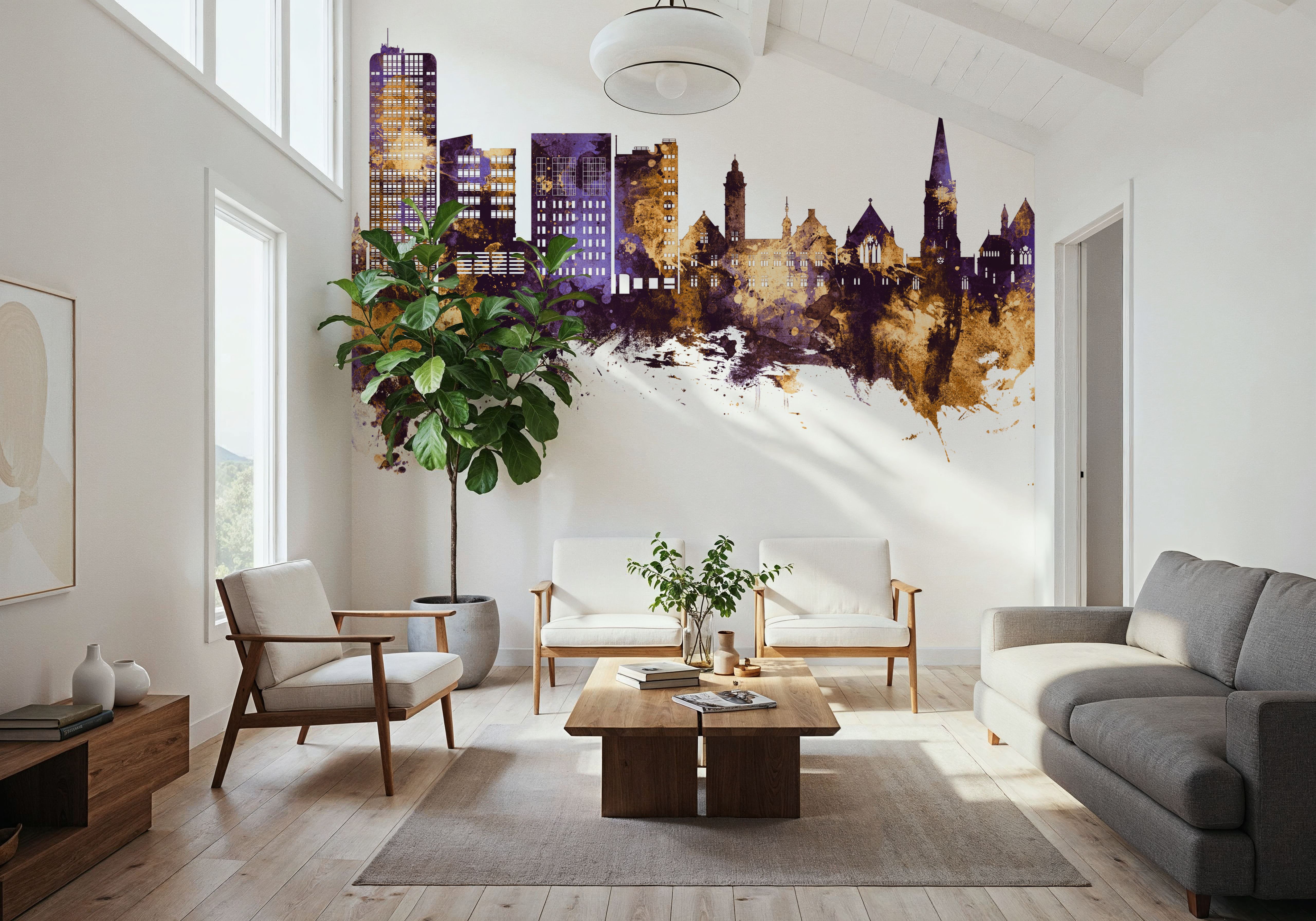 Swindon England Skyline Purple & Gold