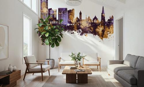 Swindon England Skyline Purple & Gold