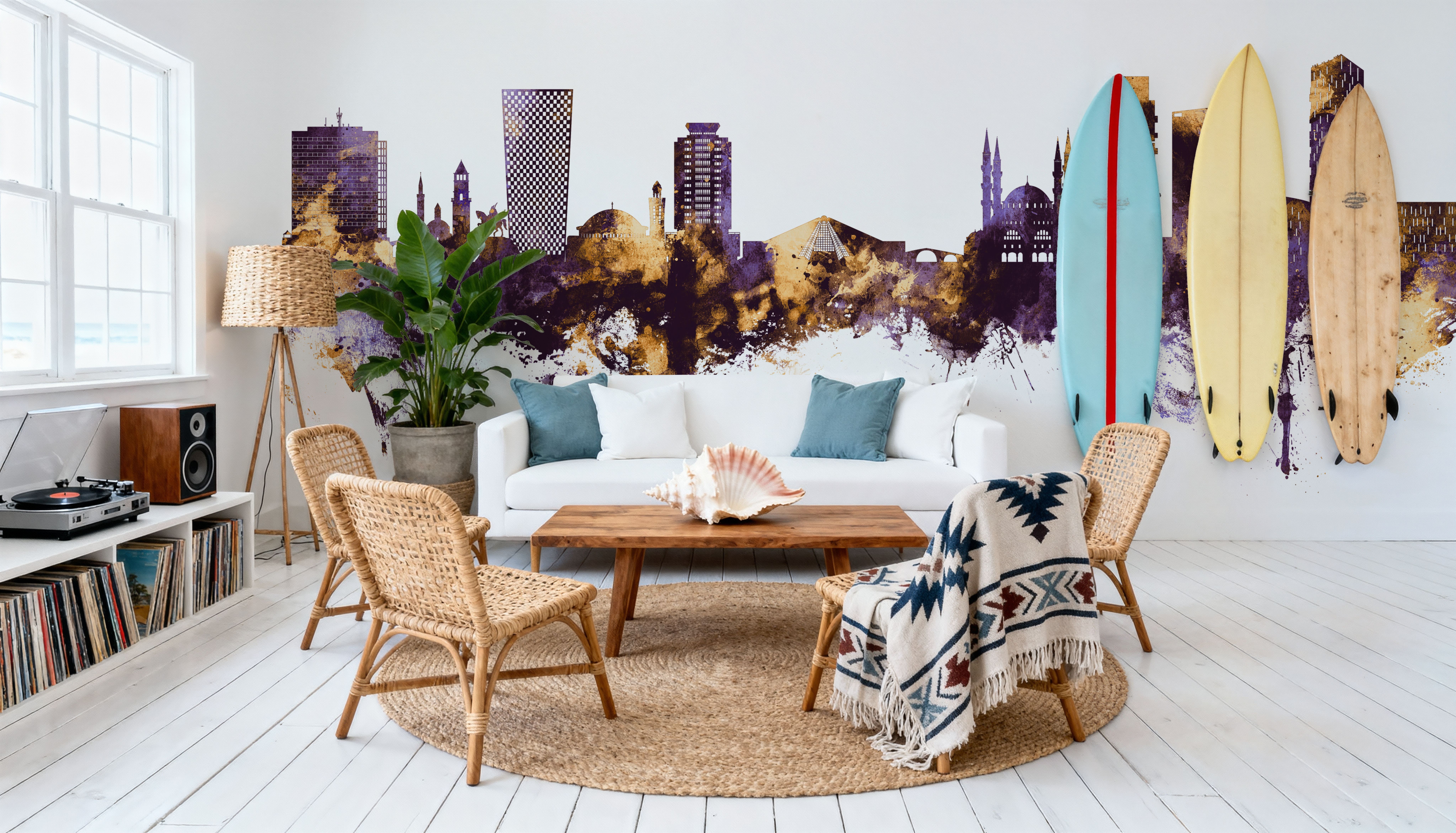 Tirana Skyline Purple & Gold