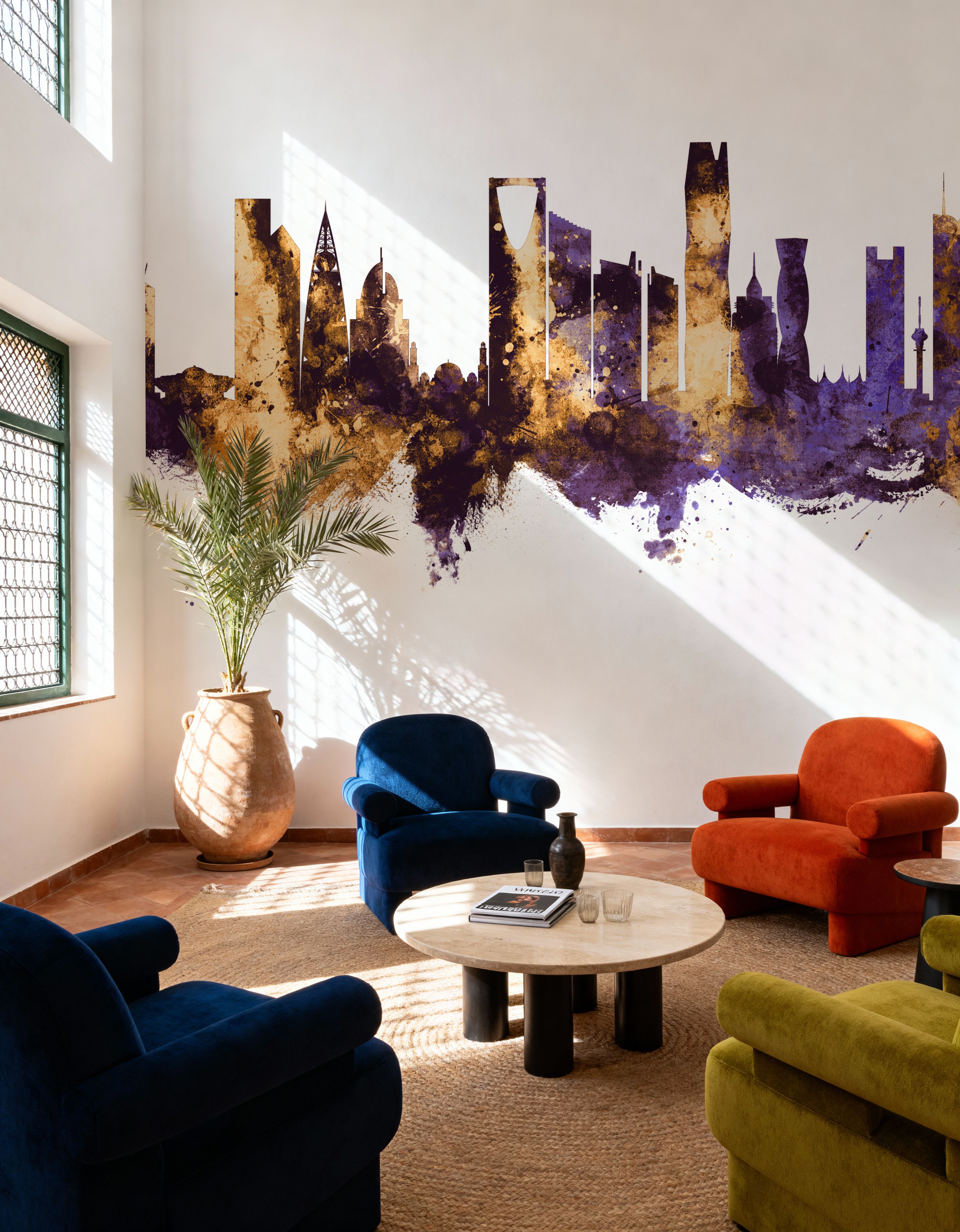 Riyadh Saudi Arabia Skyline Purple & Gold