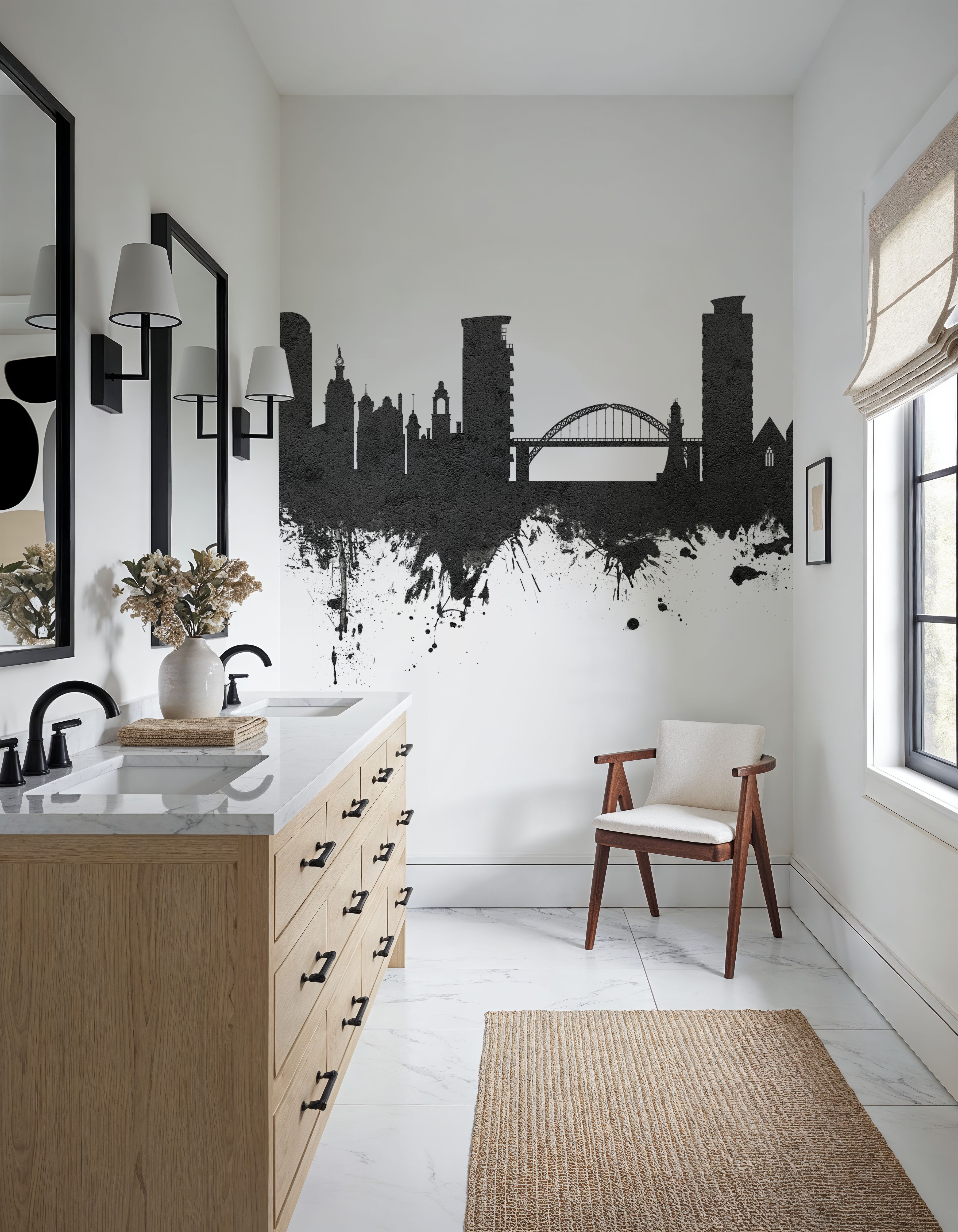 Sunderland England Skyline Black & White