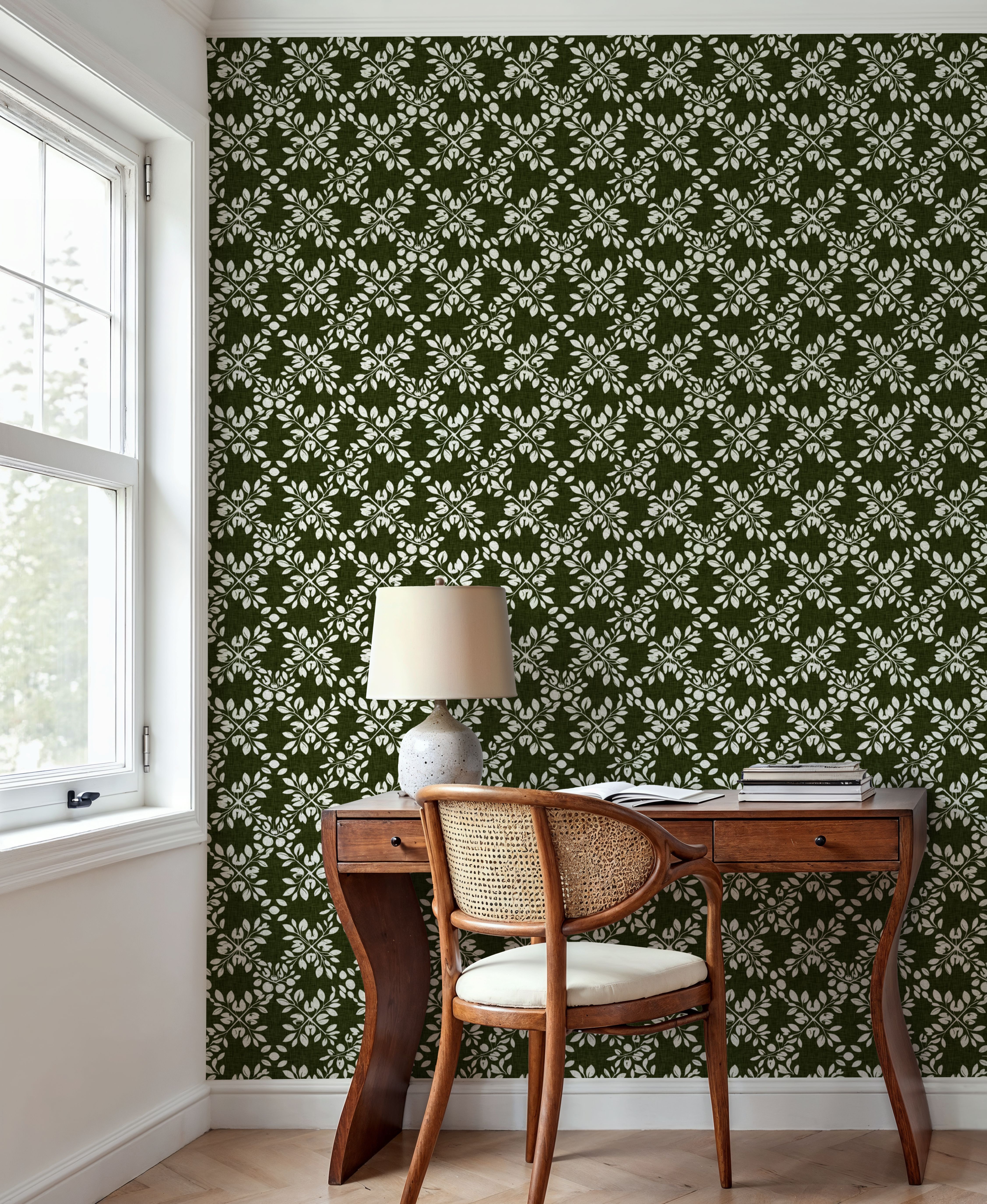 Trellis Leaves, Forest Green