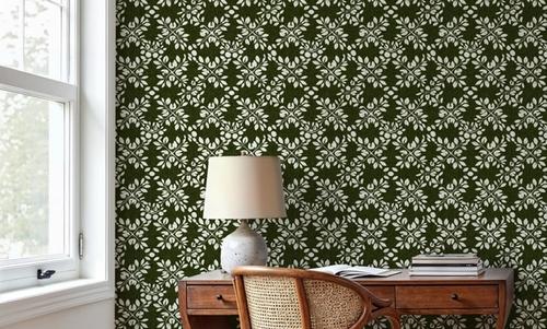Trellis Leaves, Forest Green