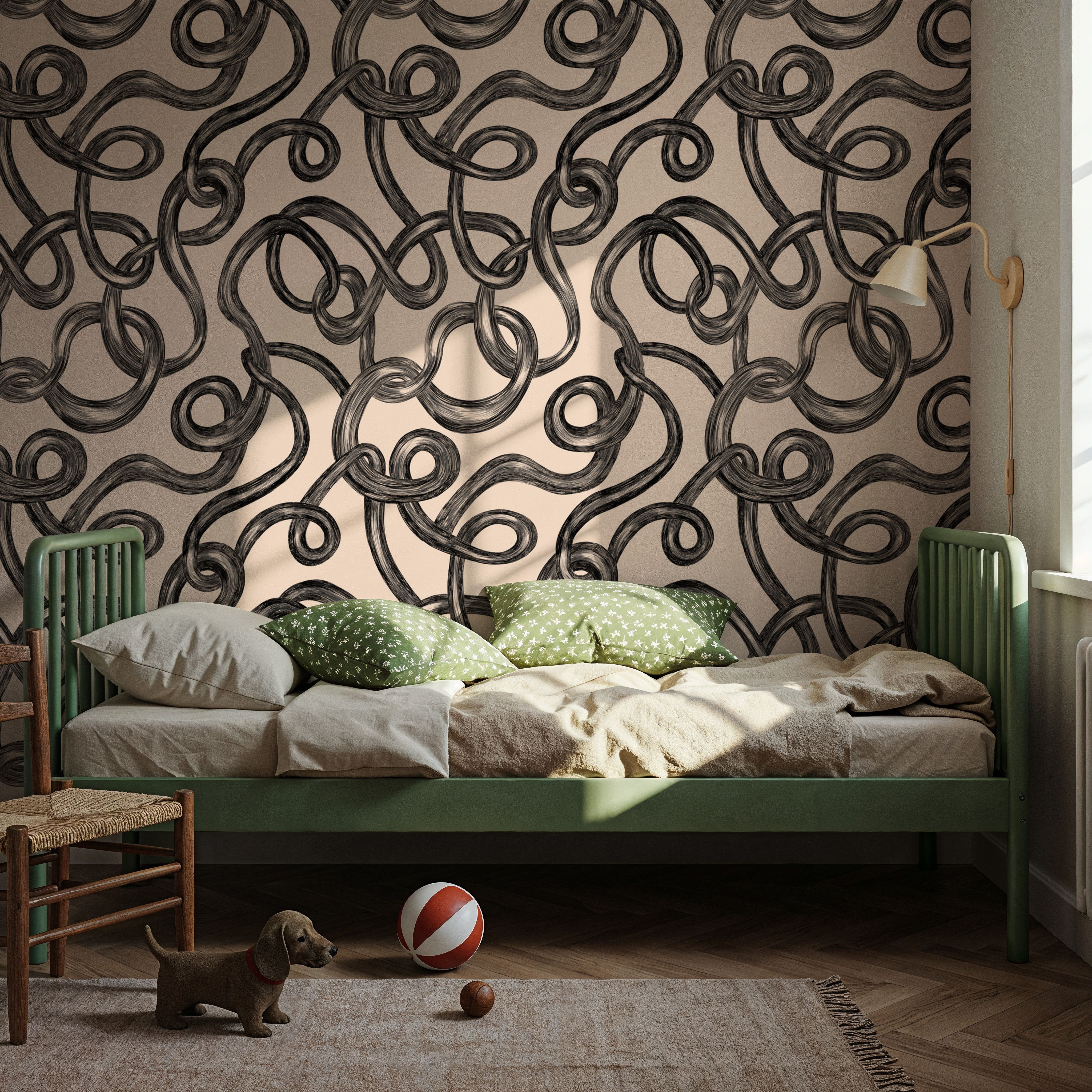 Swirl, Black on Ivory