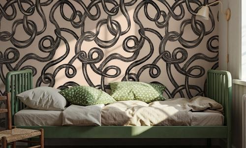 Swirl, Black on Ivory