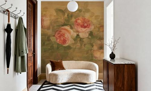 Vintage Roses on Green I