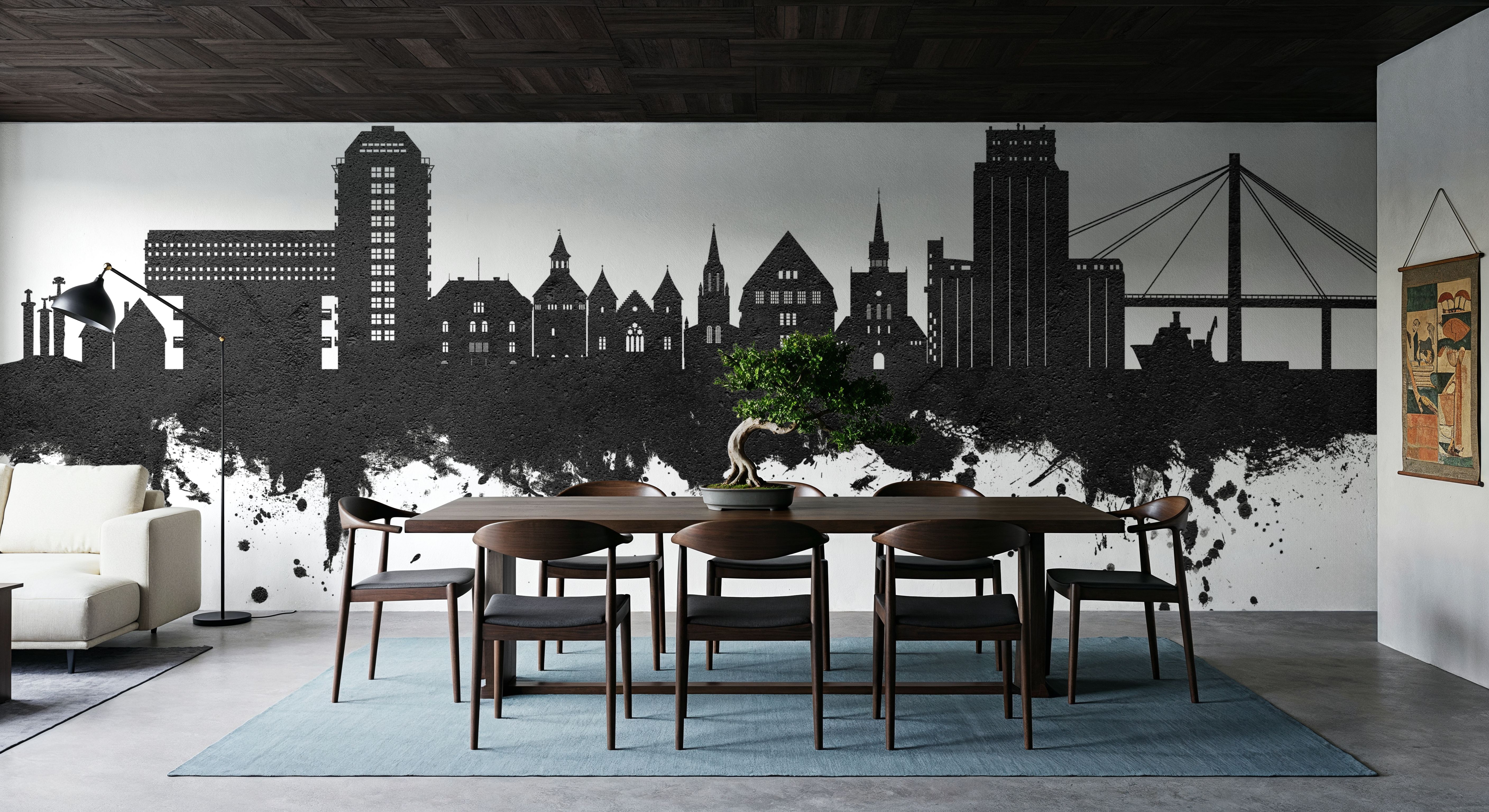 Stavanger Norway Skyline Black & White