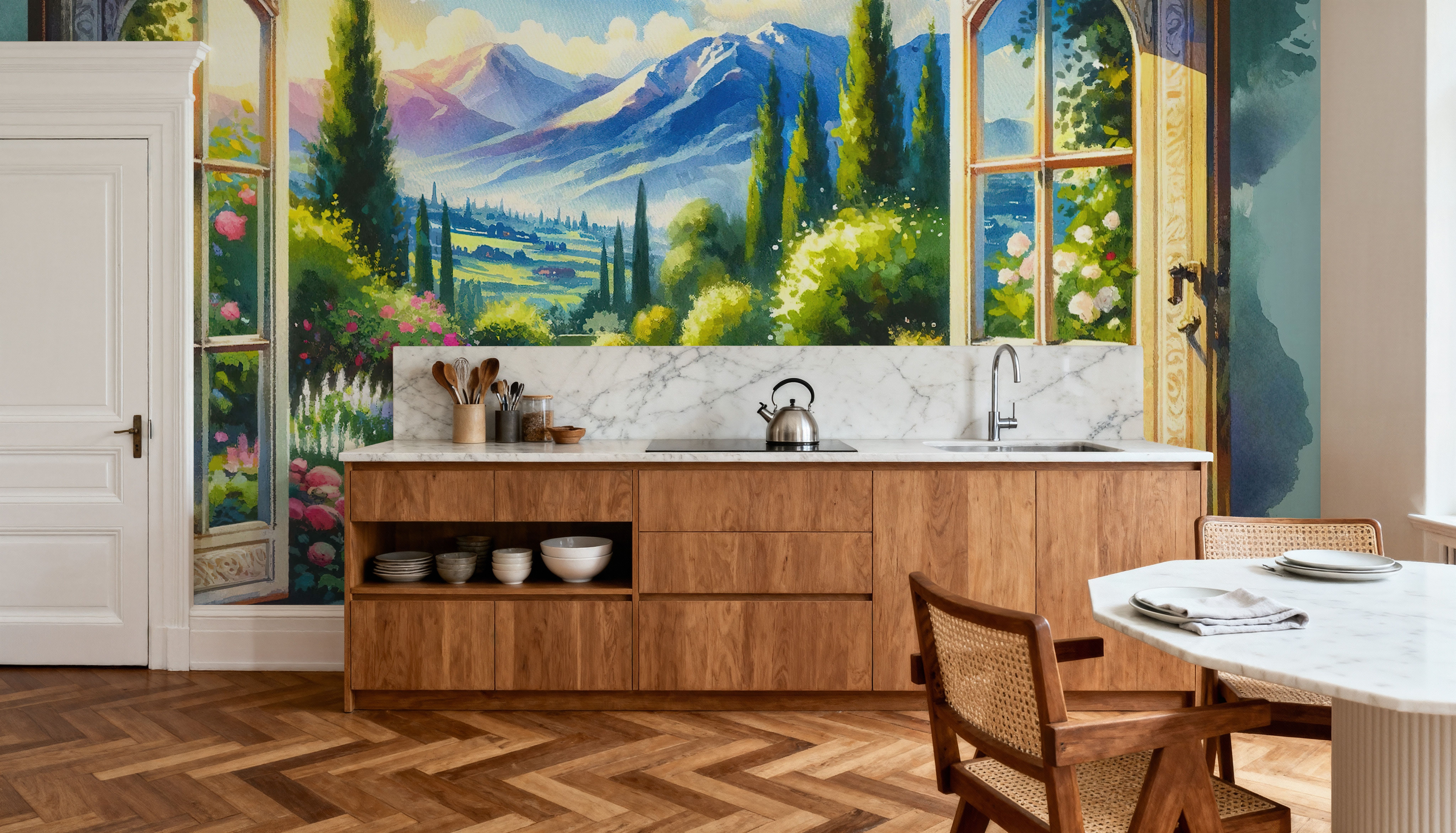 Mountain View through Open Window