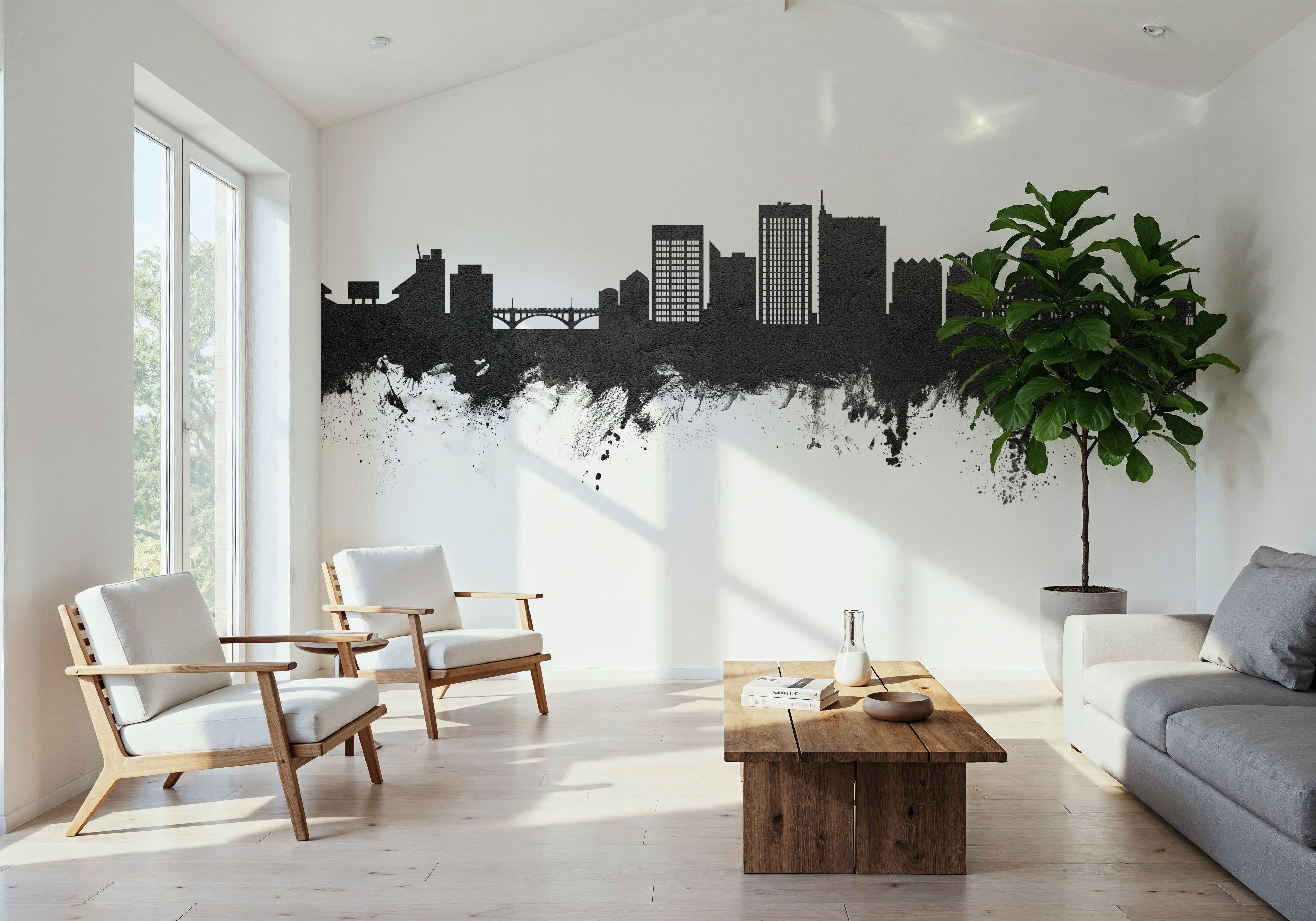 Boise Idaho Skyline Black & White, Wallpaper