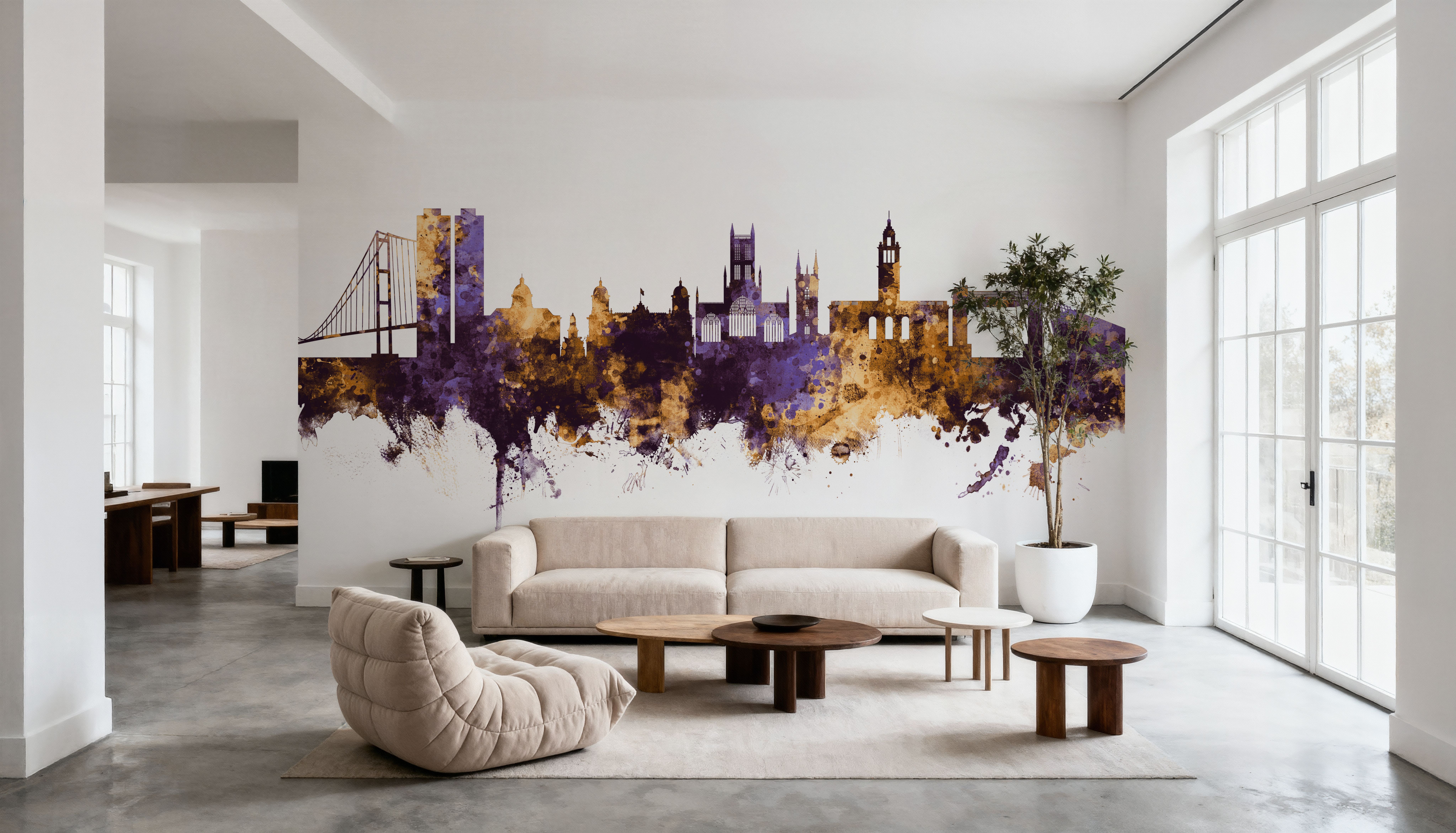 Kingston upon Hull England Skyline Purple & Gold