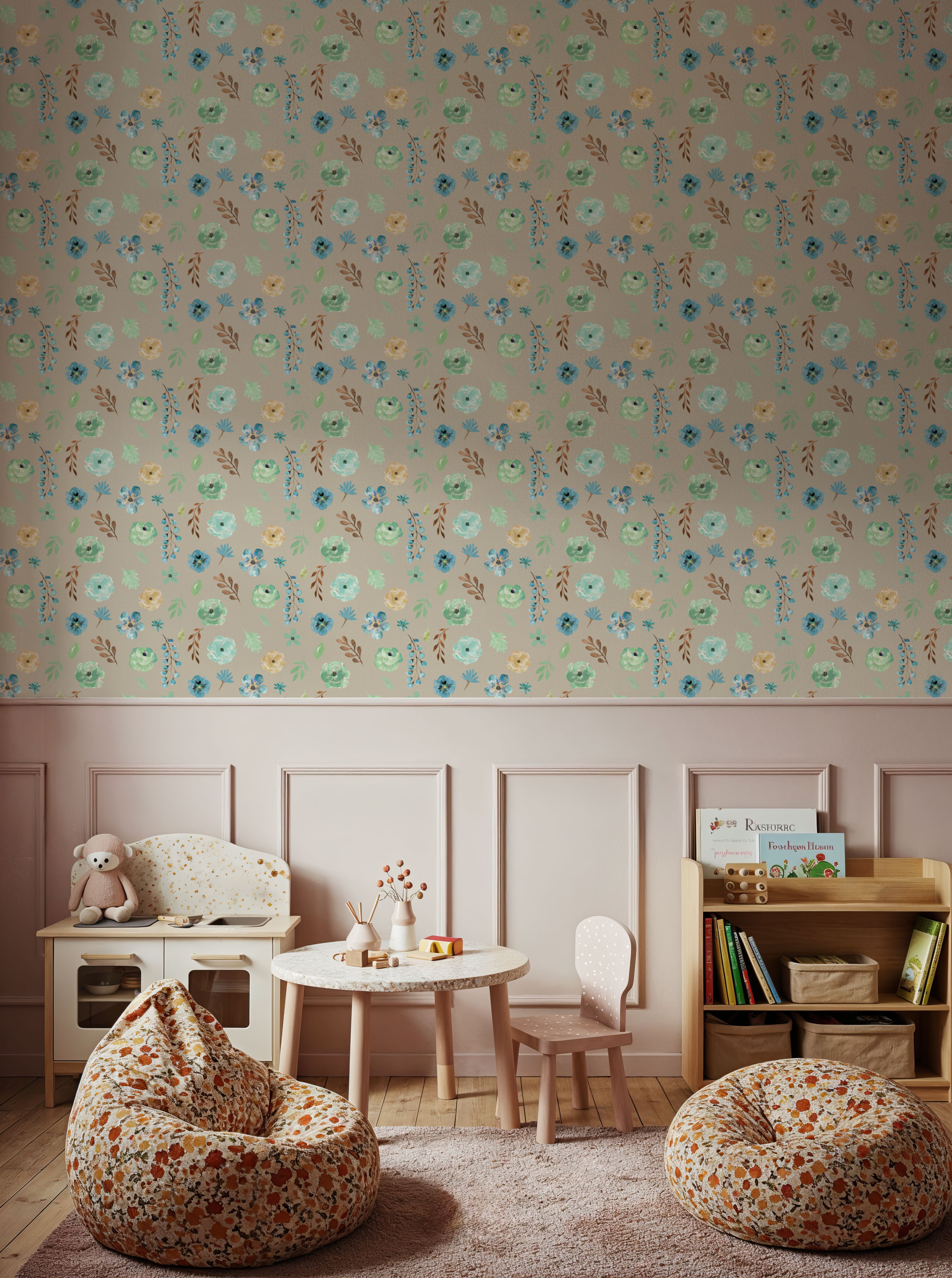 Flutterby Flowers Beige