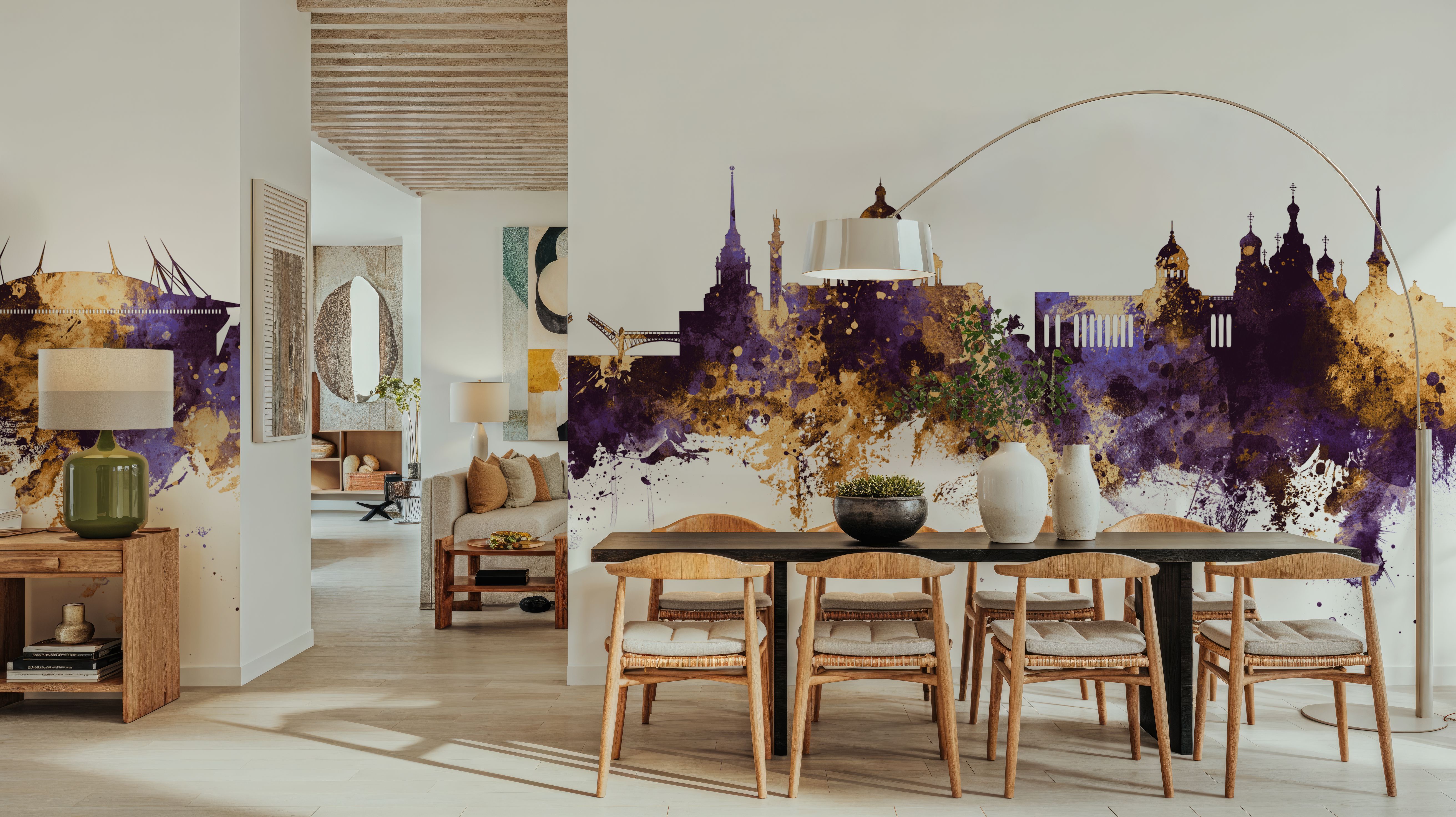 St Petersbug Russia Skyline Purple & Gold