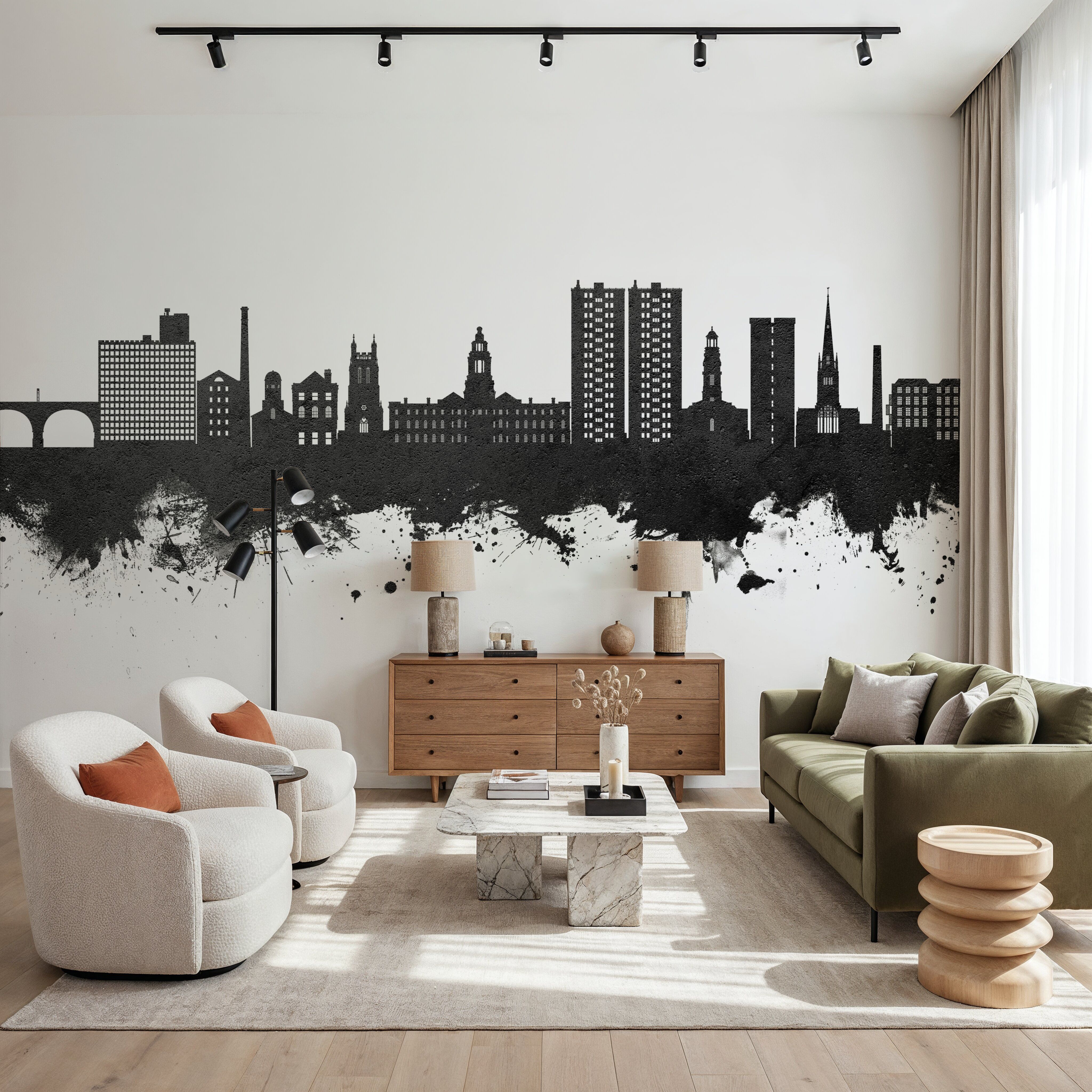 Stockport England Skyline Black & White