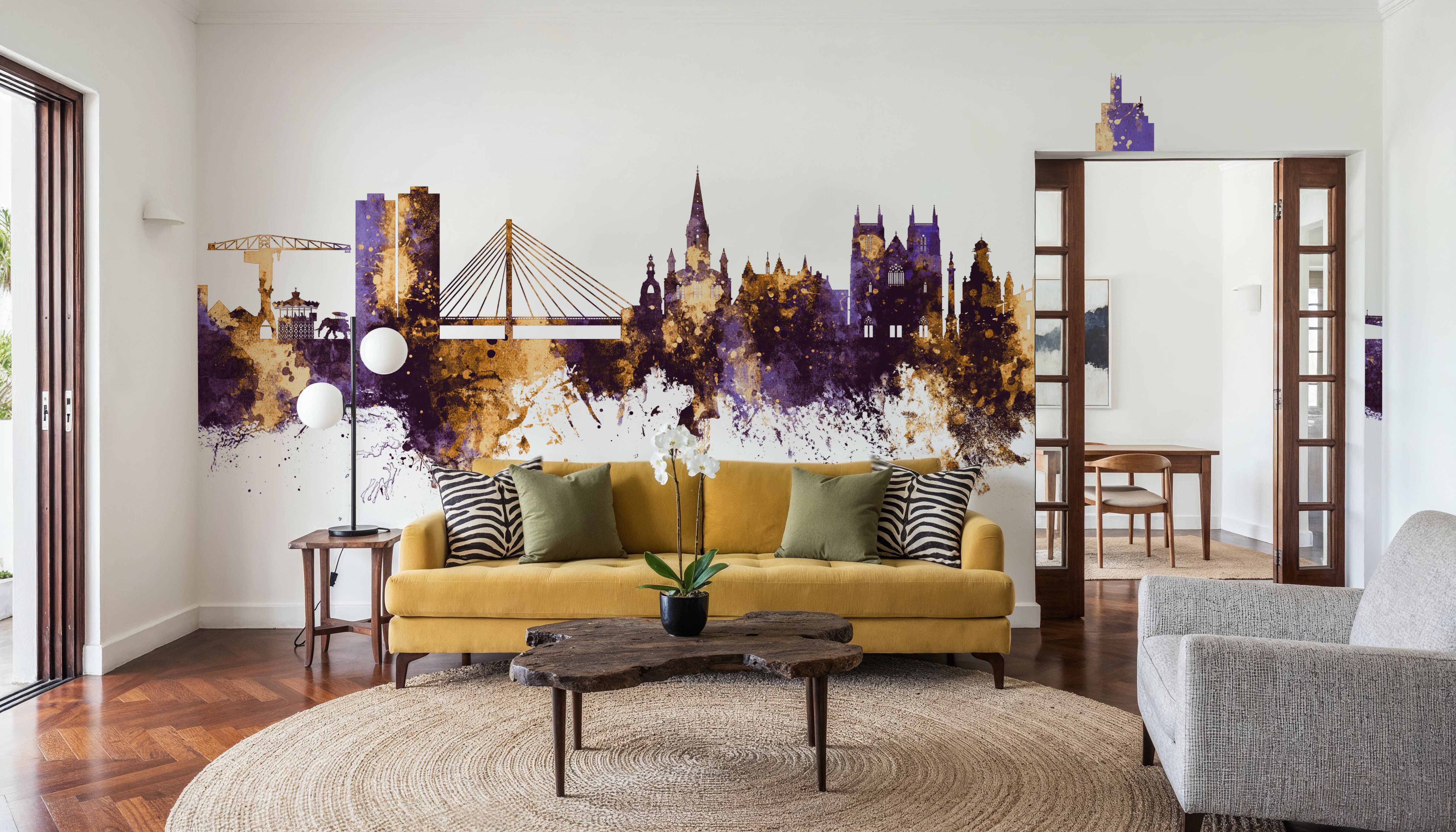 Nantes France Skyline Purple & Gold