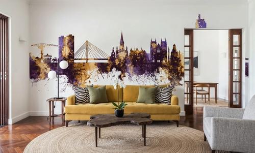 Nantes France Skyline Purple & Gold