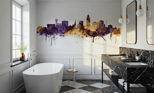 Lincoln Nebraska Skyline Purple & Gold