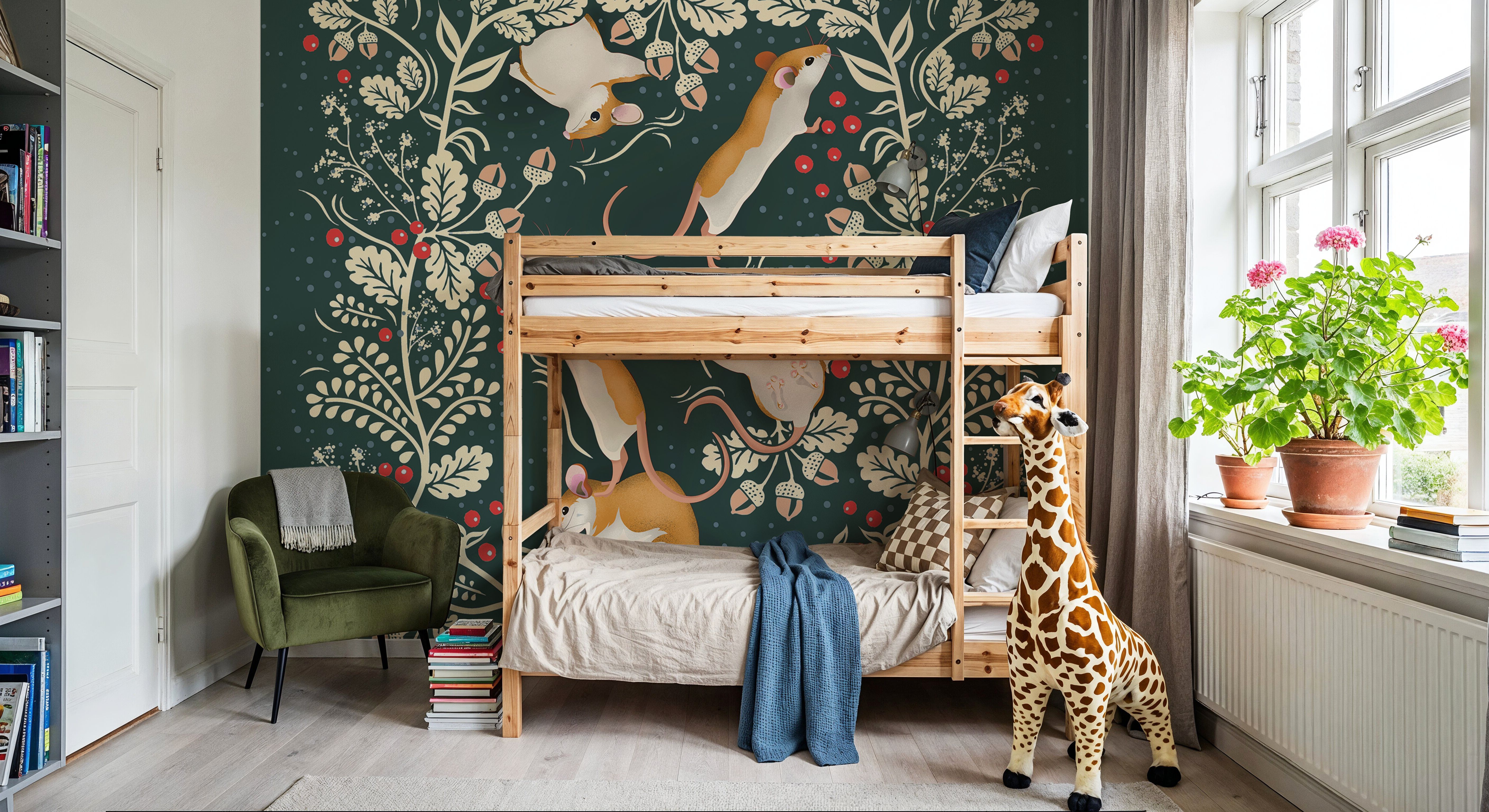 Holiday Mice, Emerald, Tapet