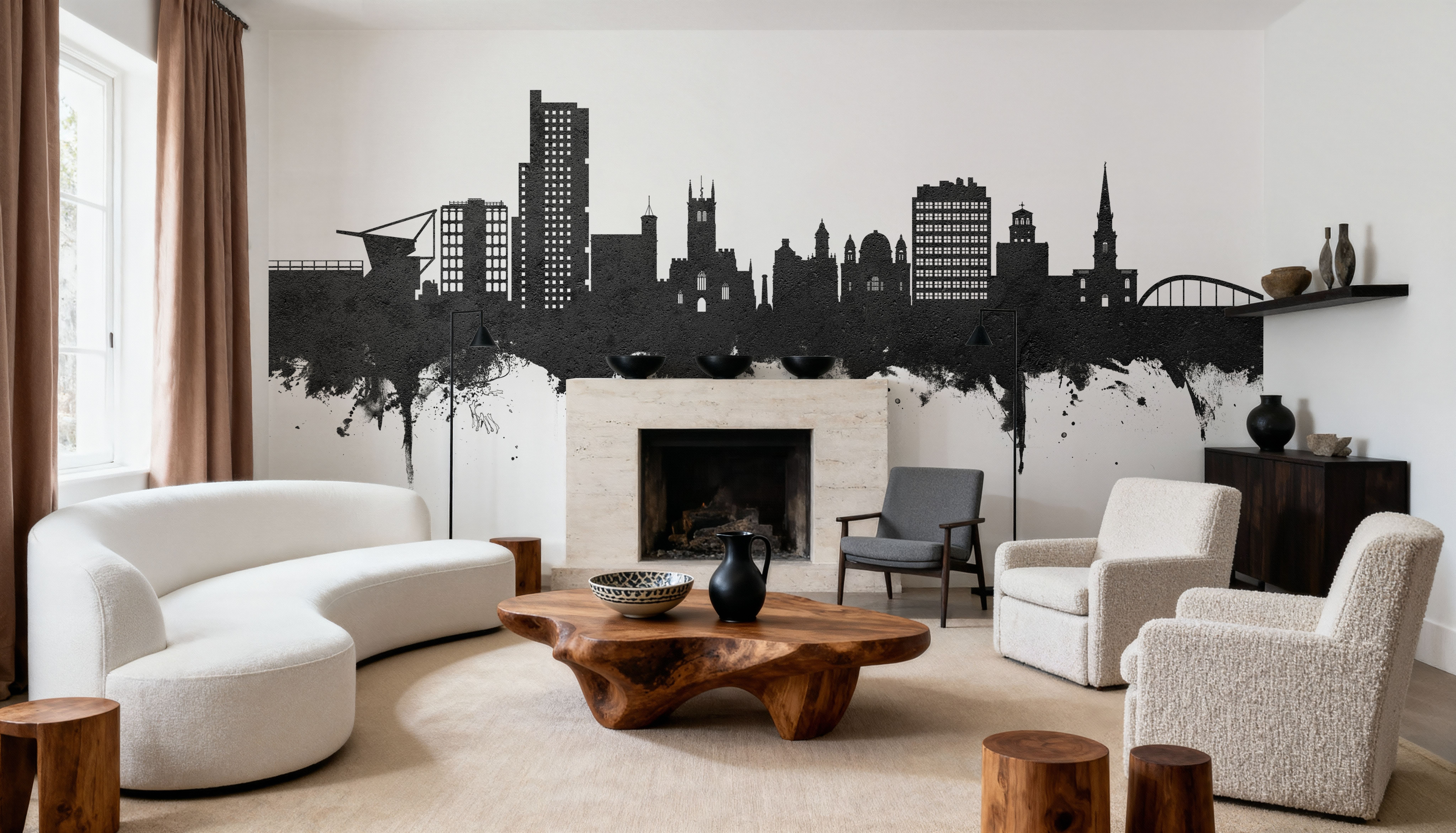 Wolverhampton England Skyline Black & White