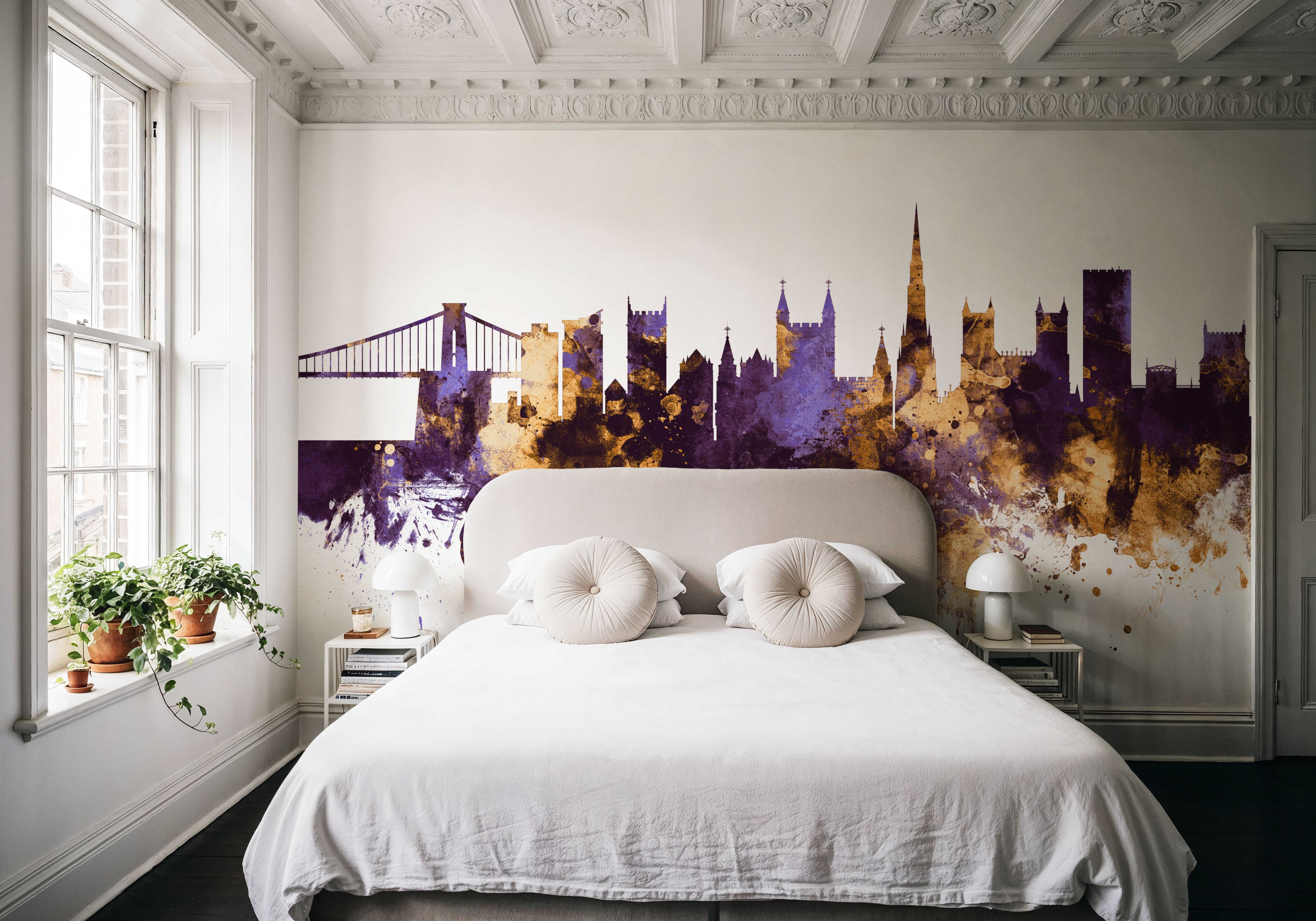 Bristol England Skyline Purple & Gold