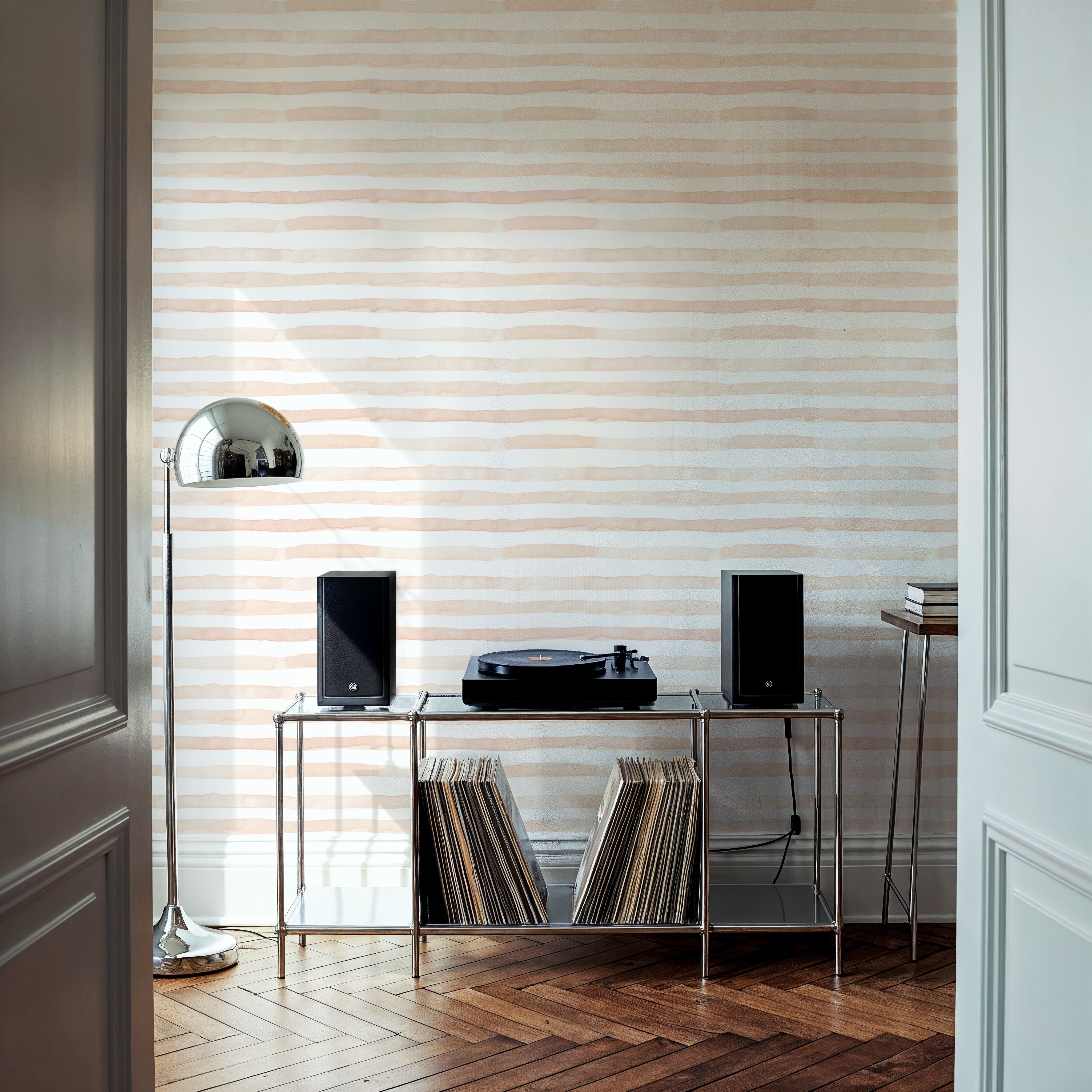 Watercolor Stripes Peach, Wallpaper