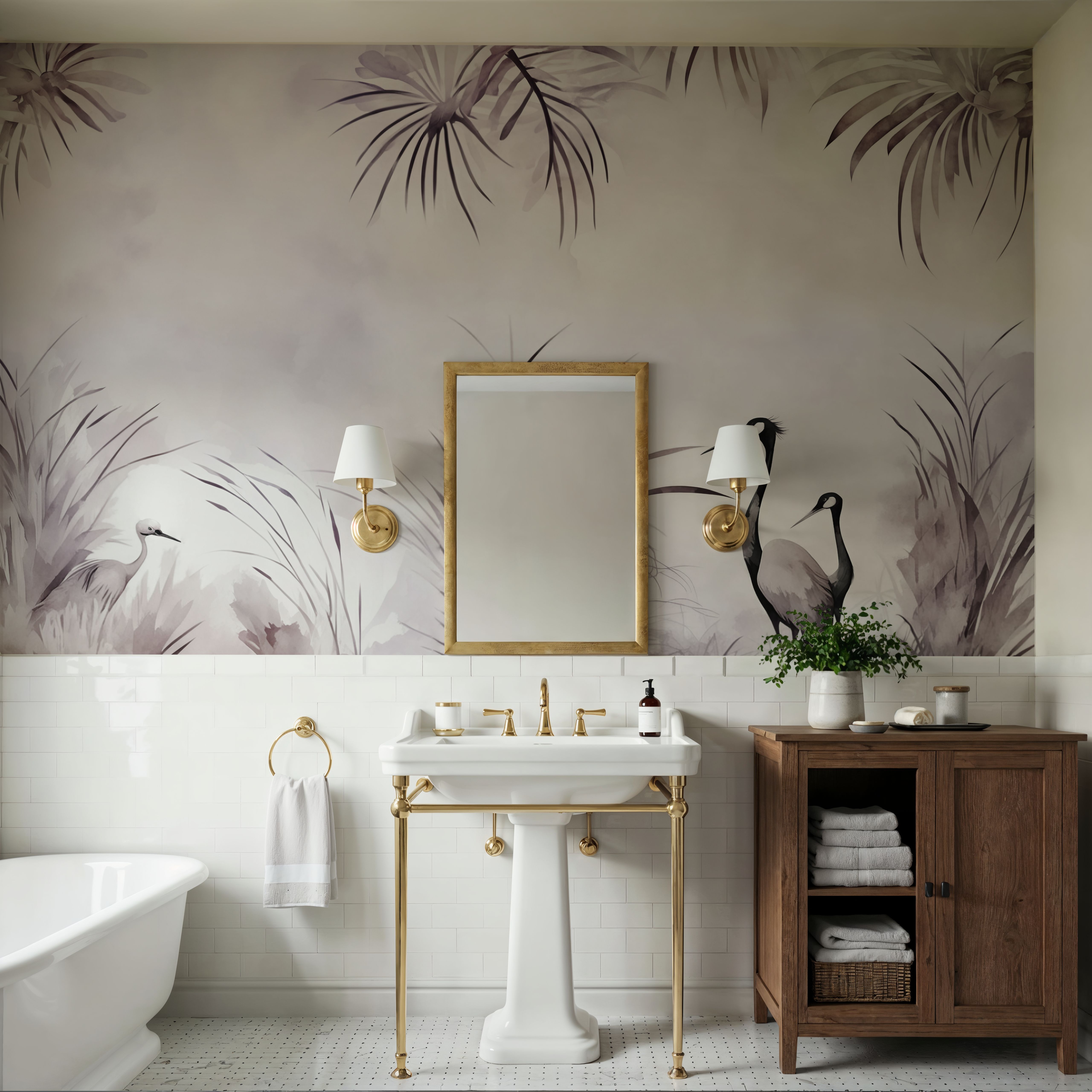 Cranes in a Field Purple