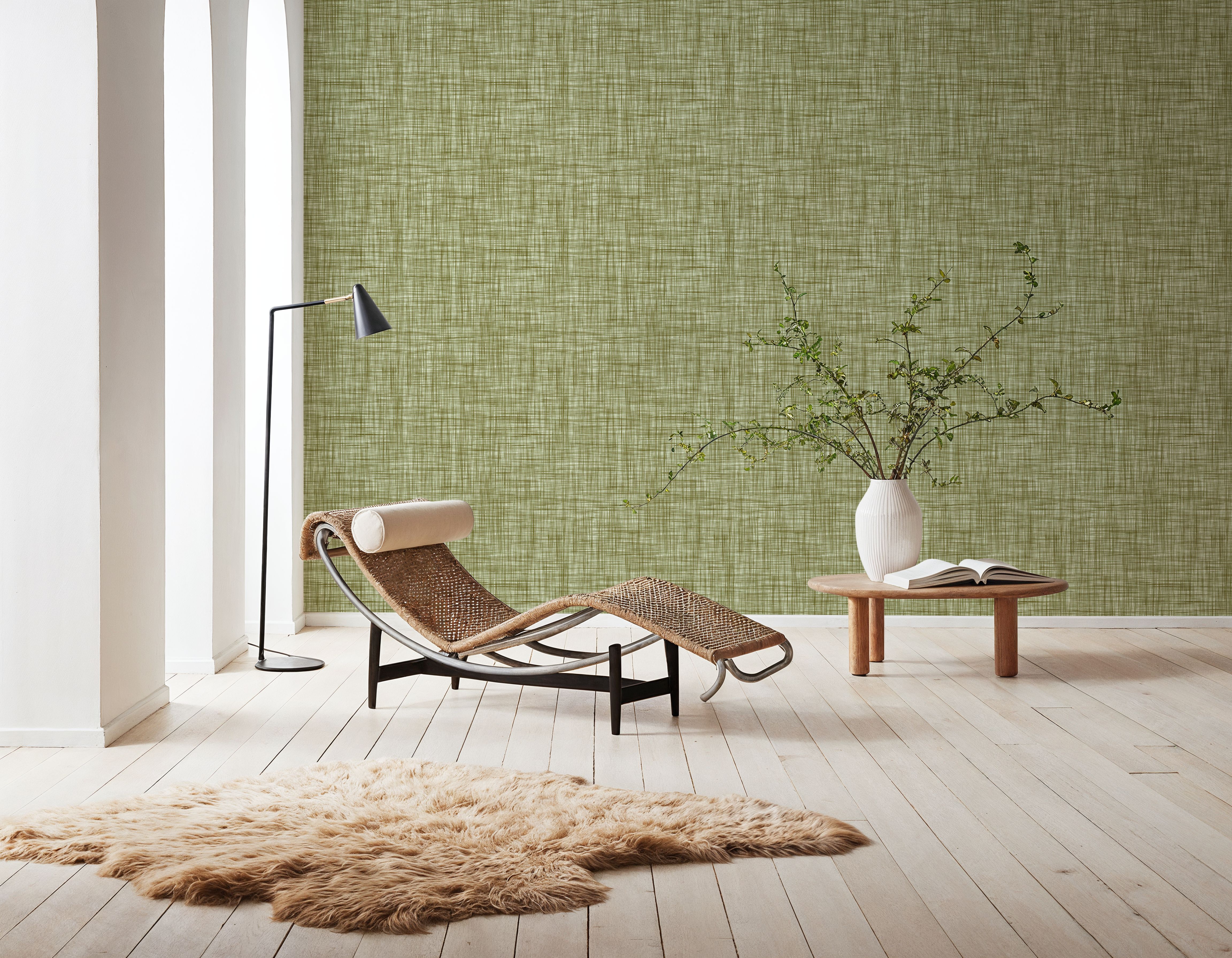 Mottled Linen Effect, Olive Green