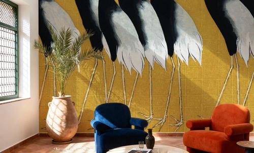 Flock of Traditional Japanese Red Crown Crane