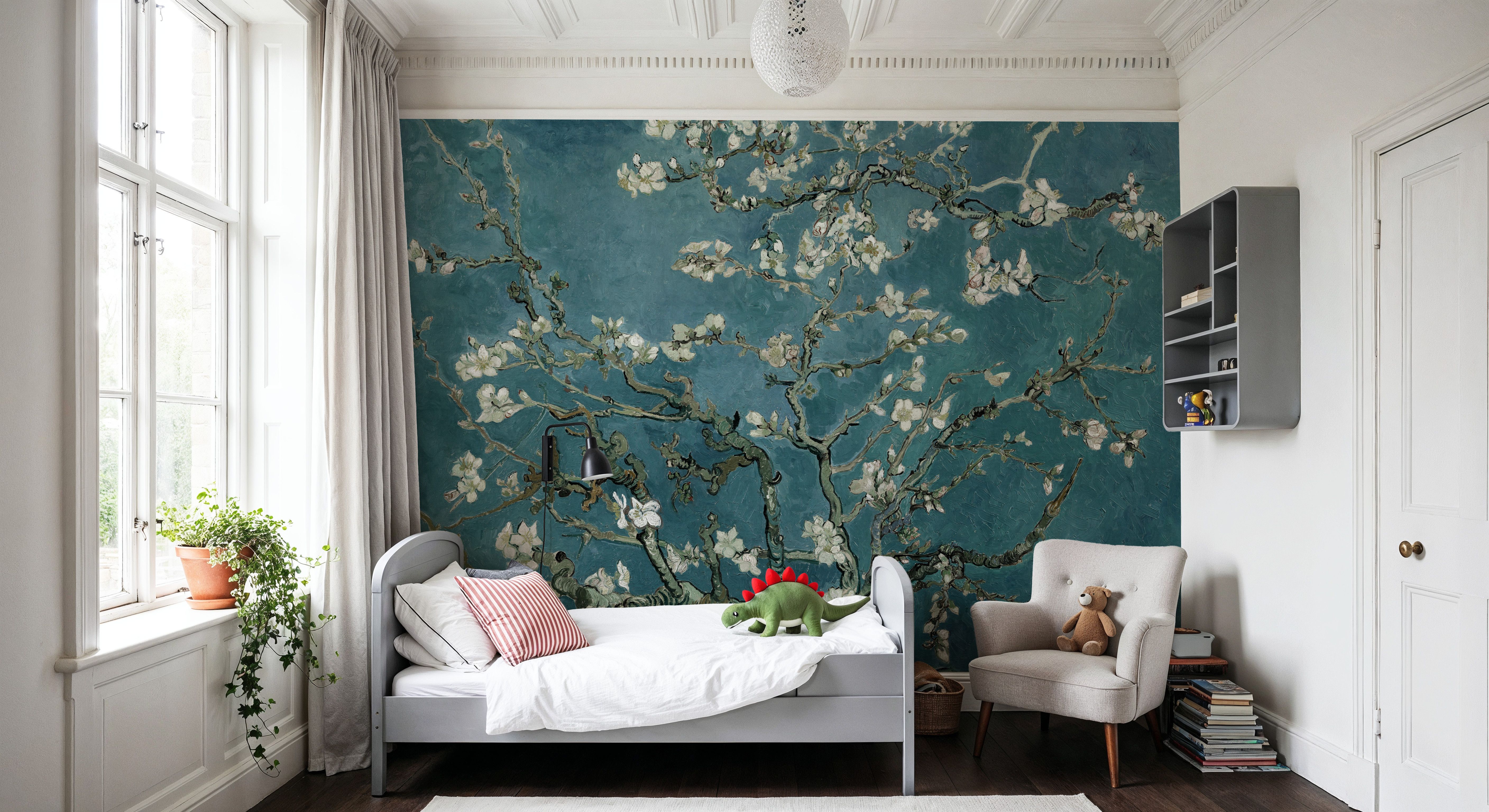 Almond Blossom, Teal Breeze, Tapet