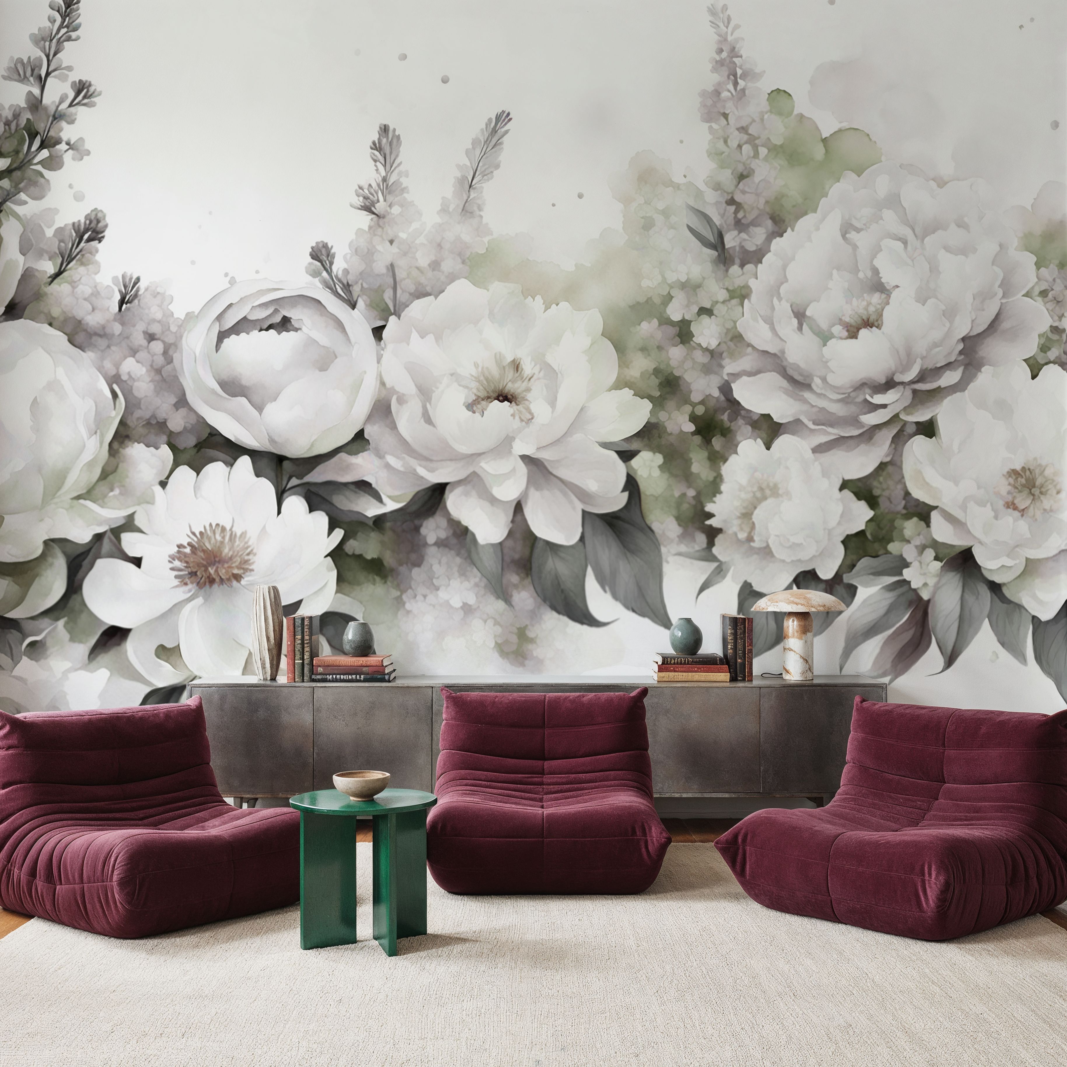 Peony Melody Green and Purple