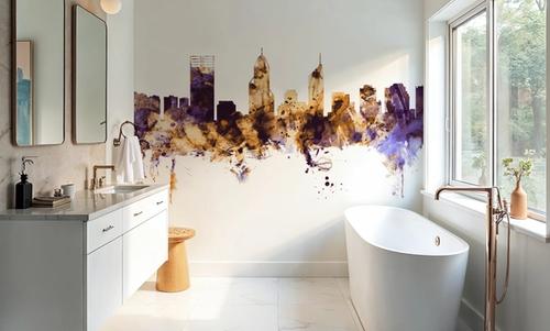 Perth Australia Skyline Purple & Gold