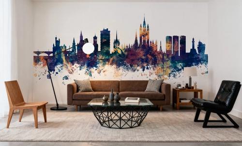 Aberdeen Scotland Skyline Blue & Bronze