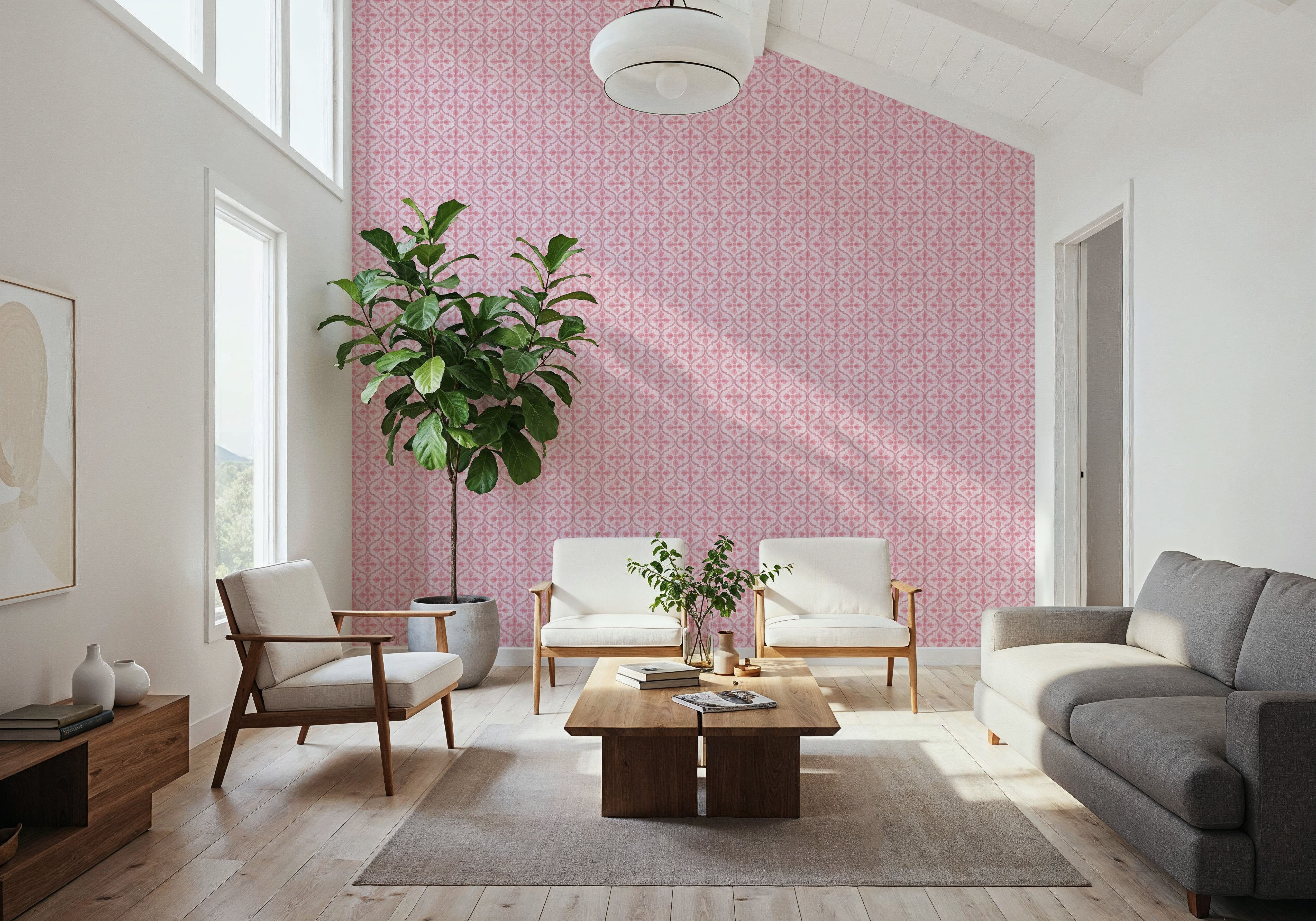 Quatrefoil Watercolor Trellis, Blush
