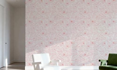 Hidden Peonies, Pink on White