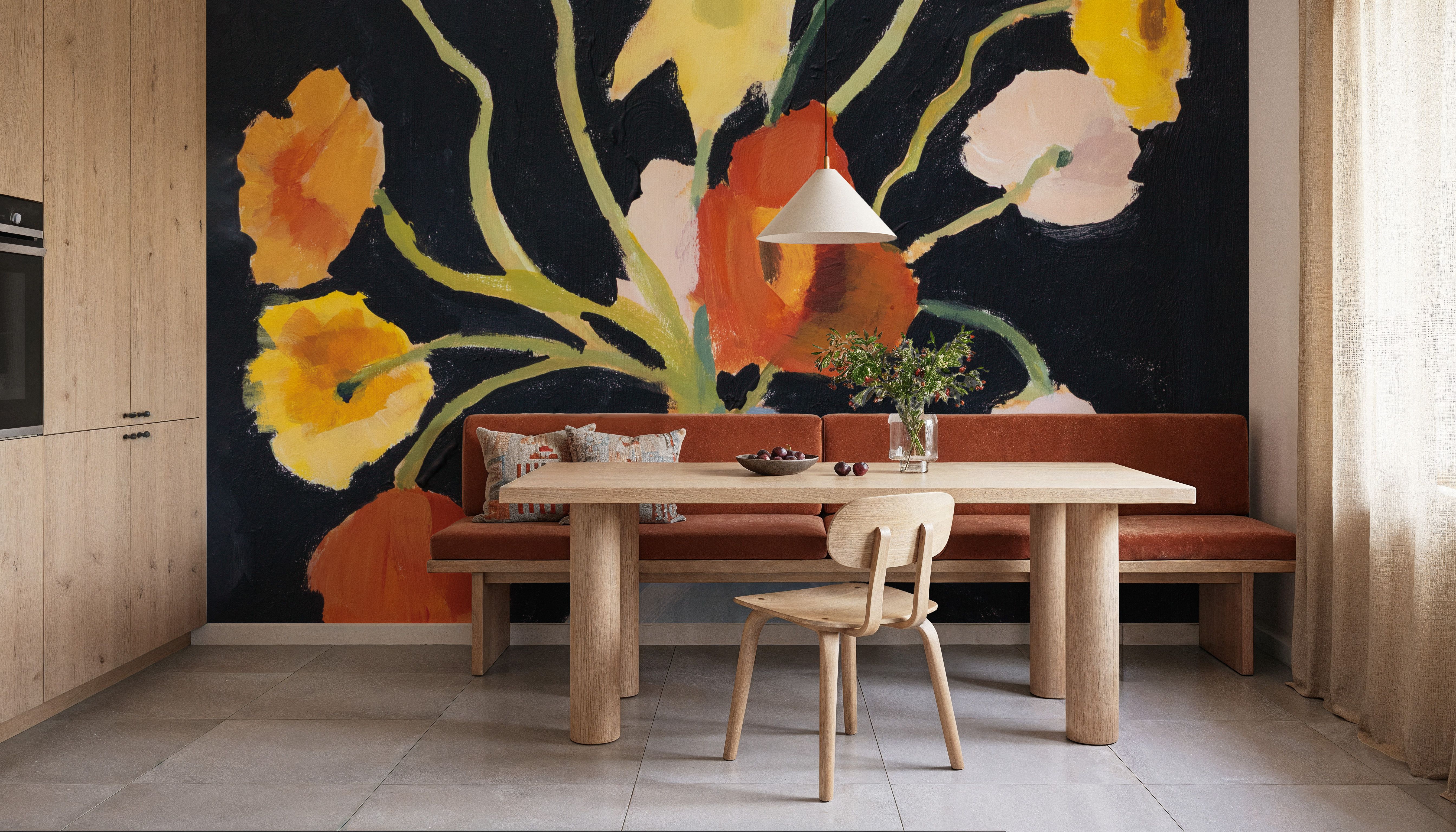 Poppies on Black, Papel de parede