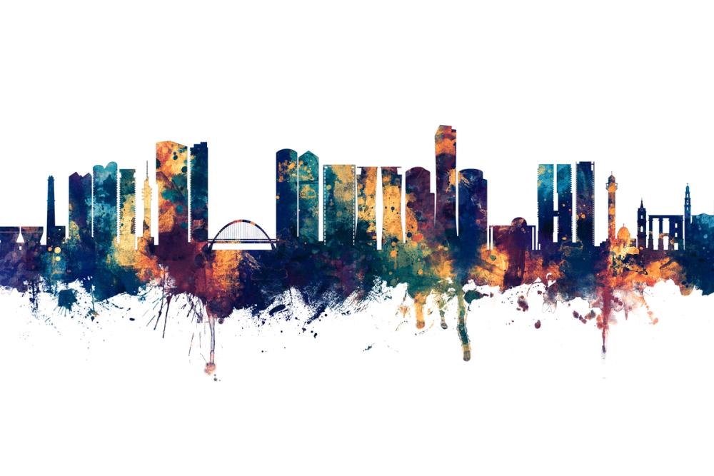 Tel Aviv Skyline Blue & Bronze