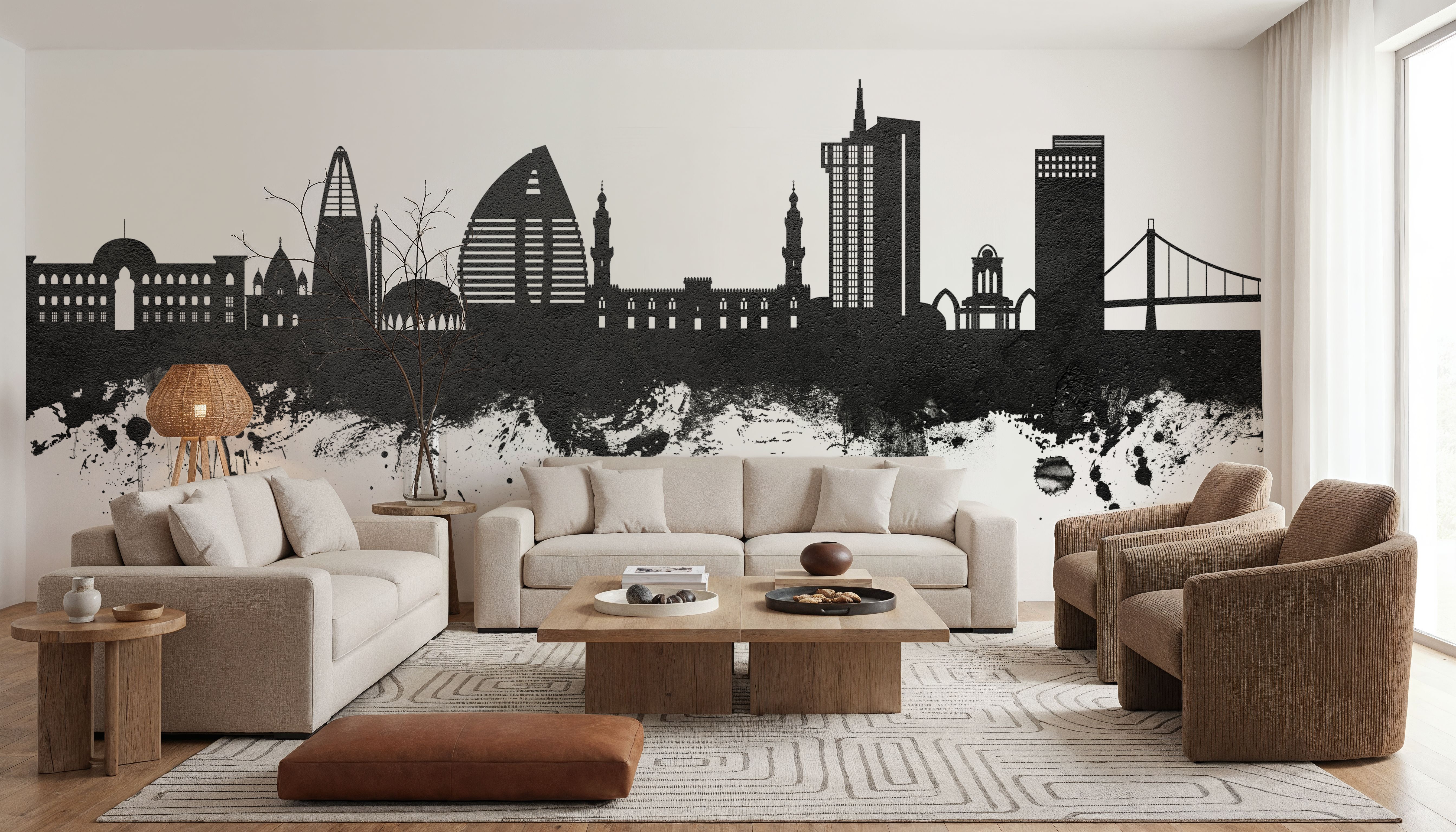Khartoum Sudan Skyline Black & White, Behang
