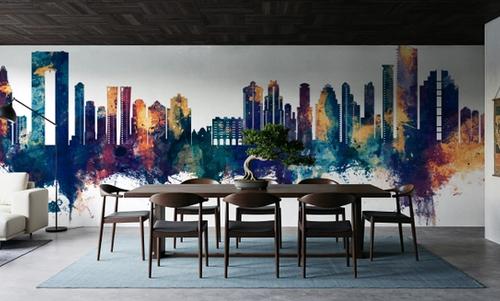 Benidorm Spain Skyline Blue & Bronze