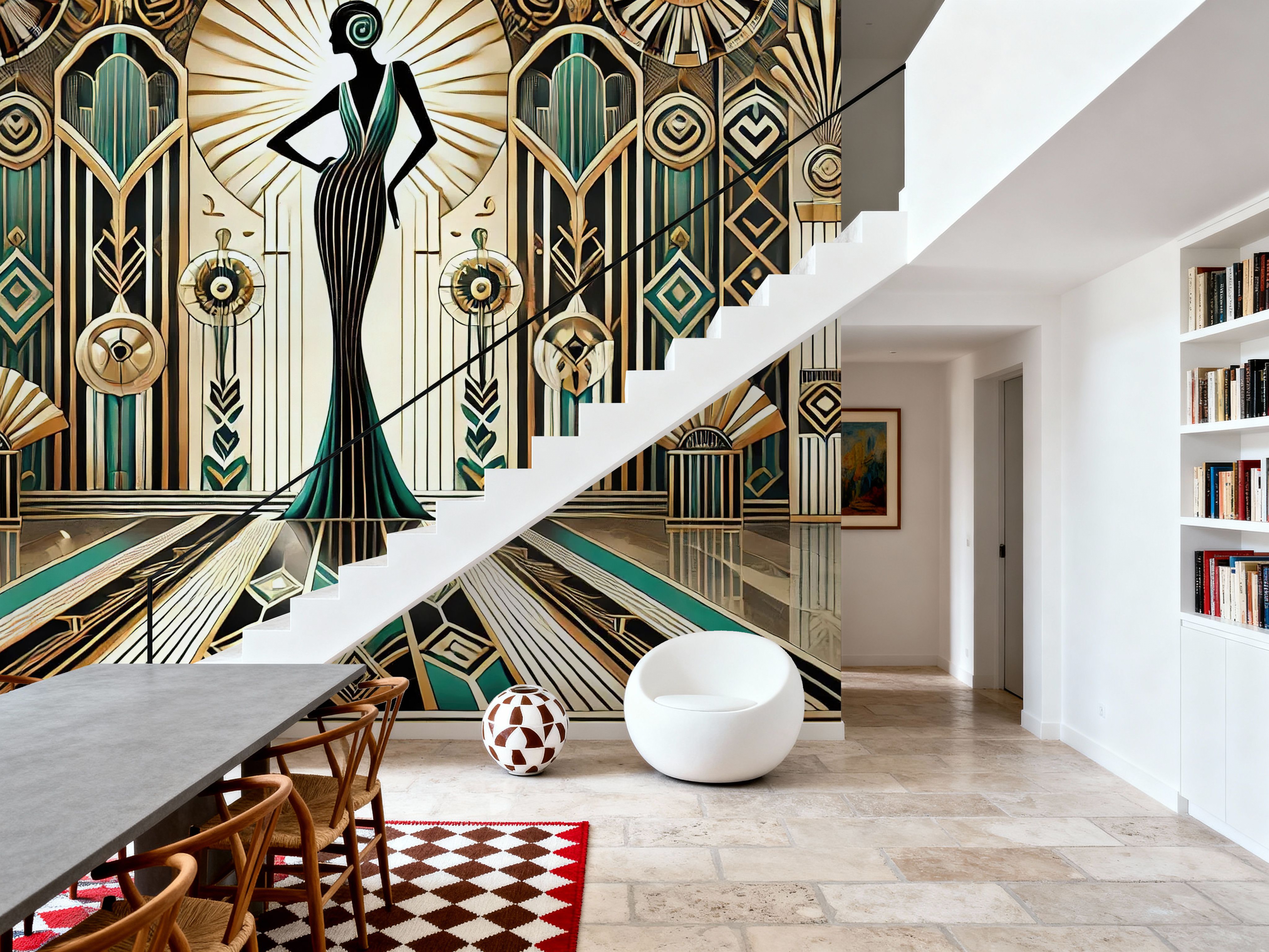 Vintage Elegance Scene in Art Deco