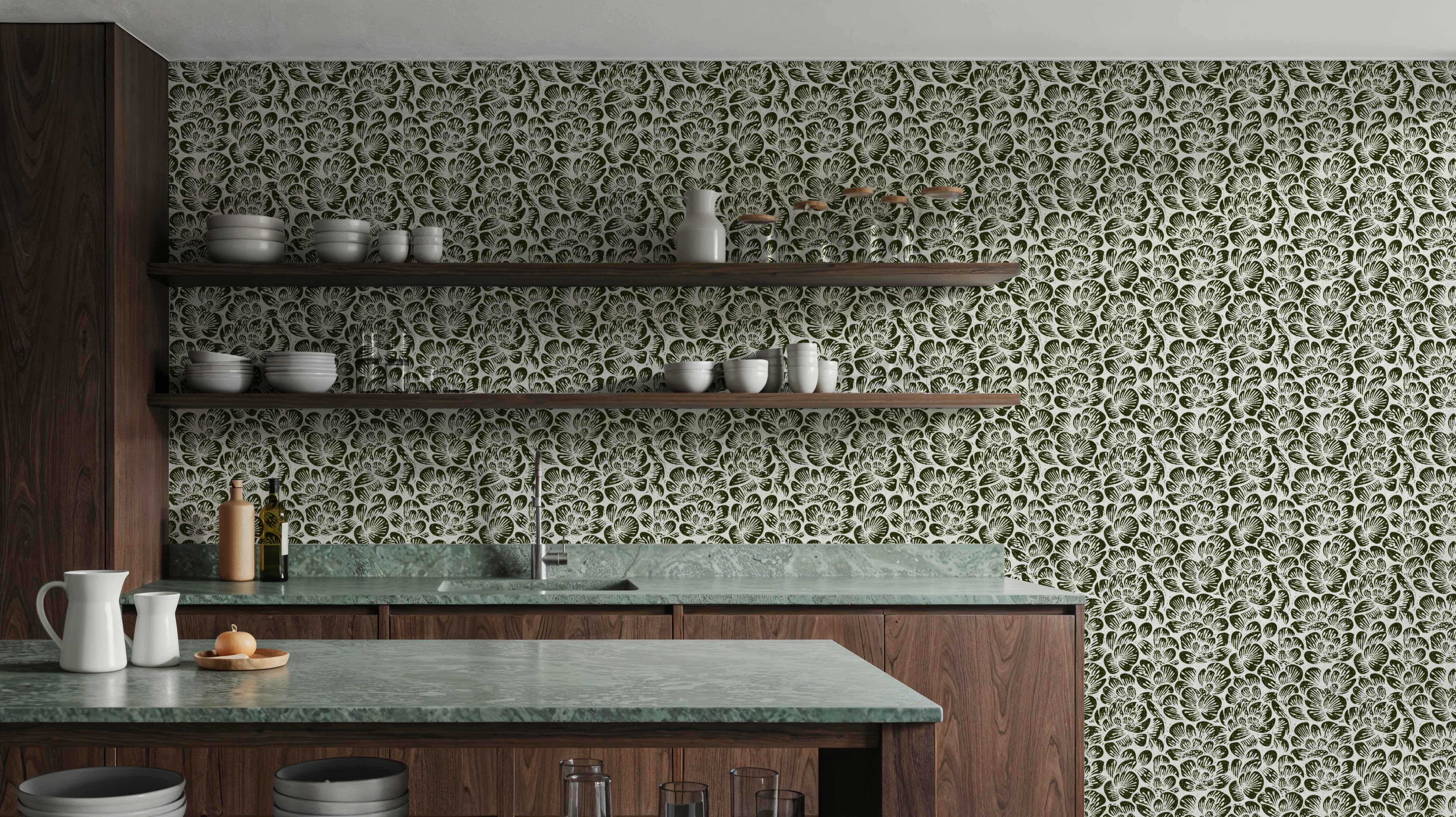 Cottege Peonies, Forest Green